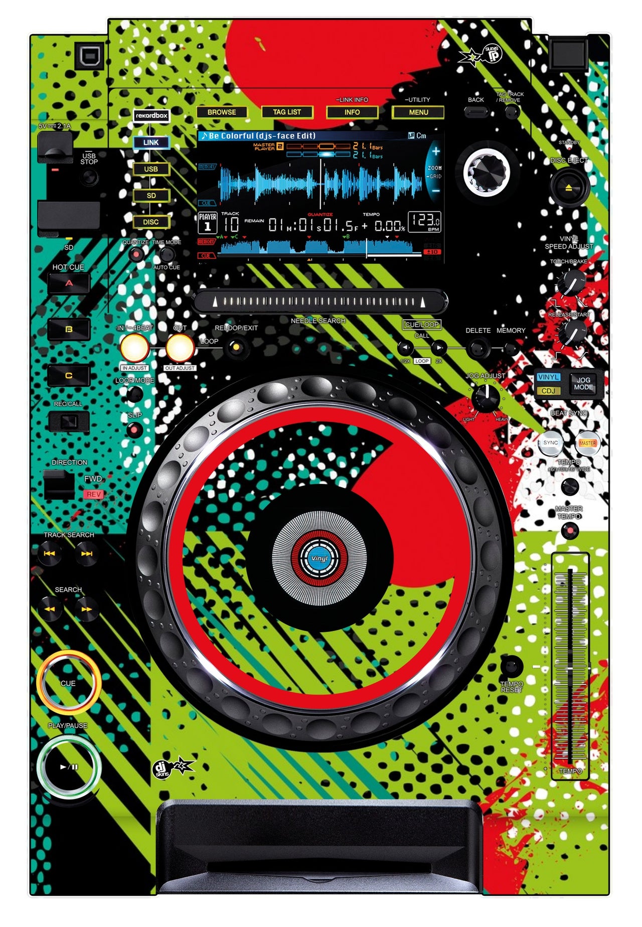 Pioneer DJ CDJ 2000 NEXUS Skin Fractor Green