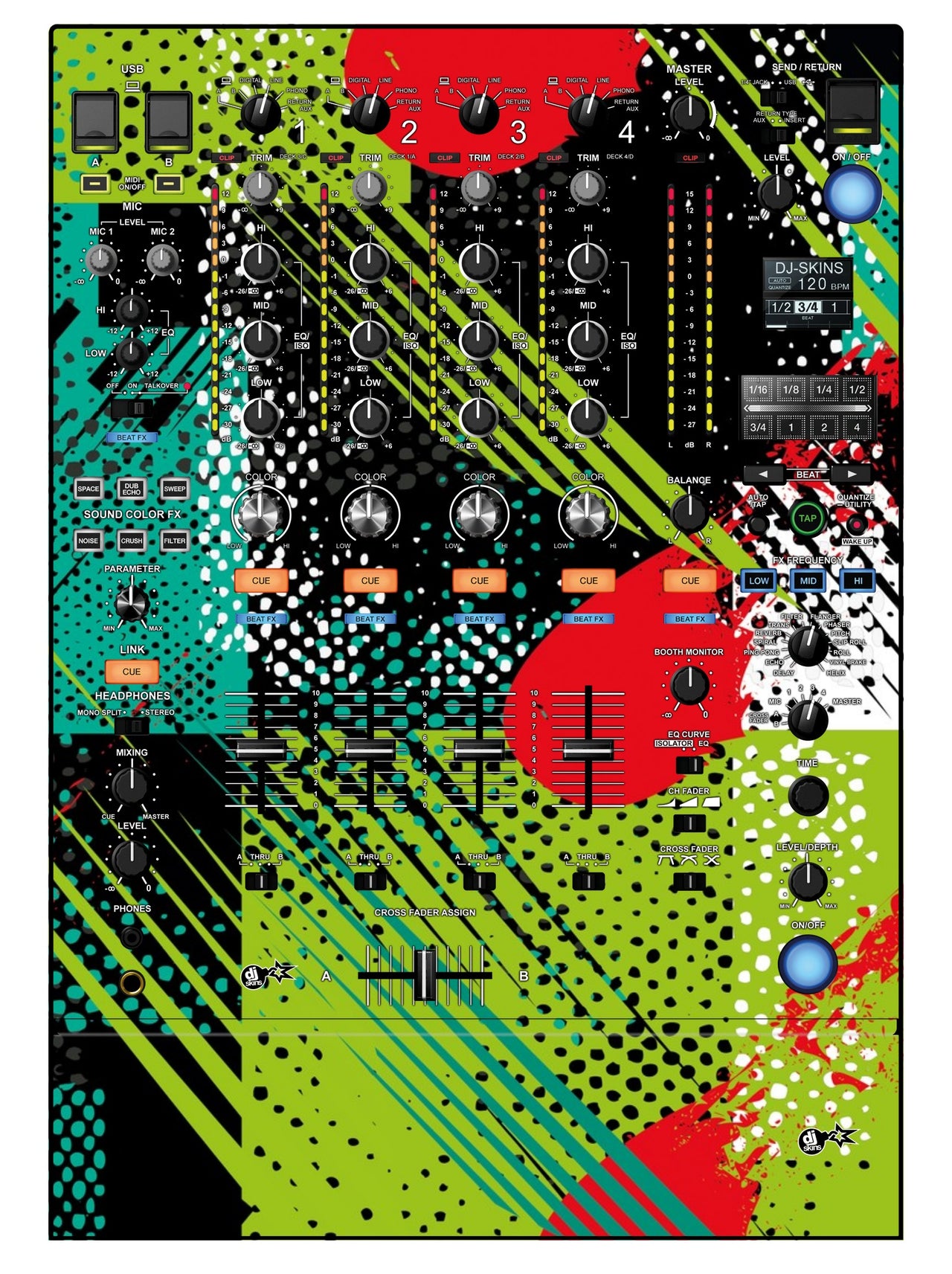 Pioneer DJ DJM 900 NEXUS 2 Skin Fractor Green