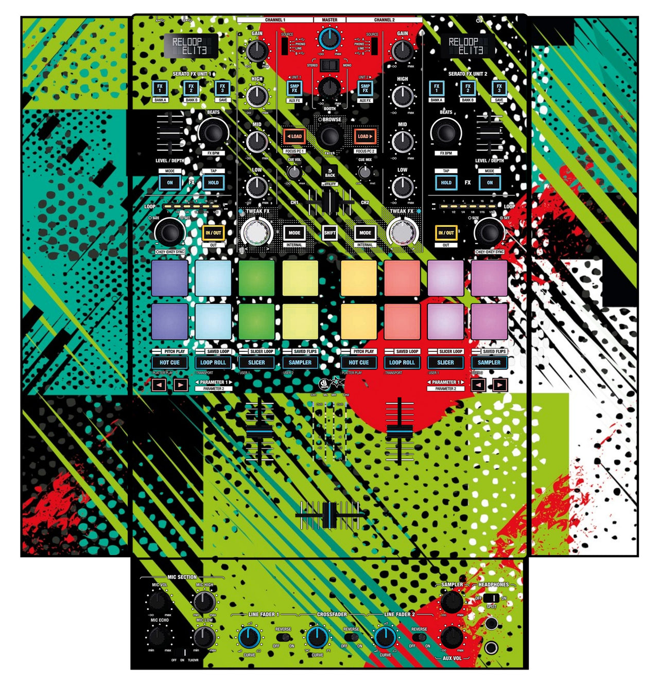 Reloop Elite Skin Fractor Green