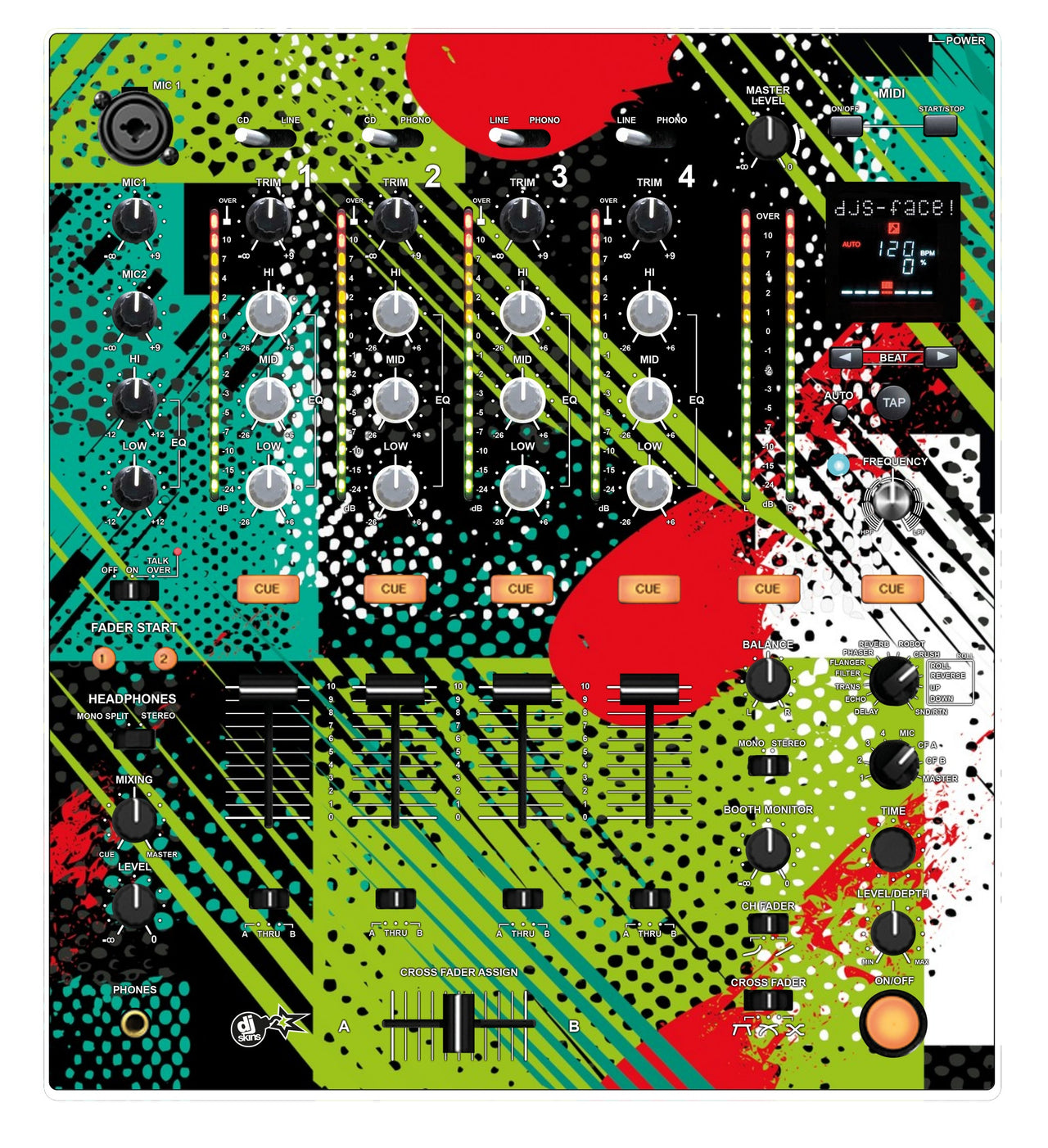 Pioneer DJ DJM 700 Skin Fractor Green
