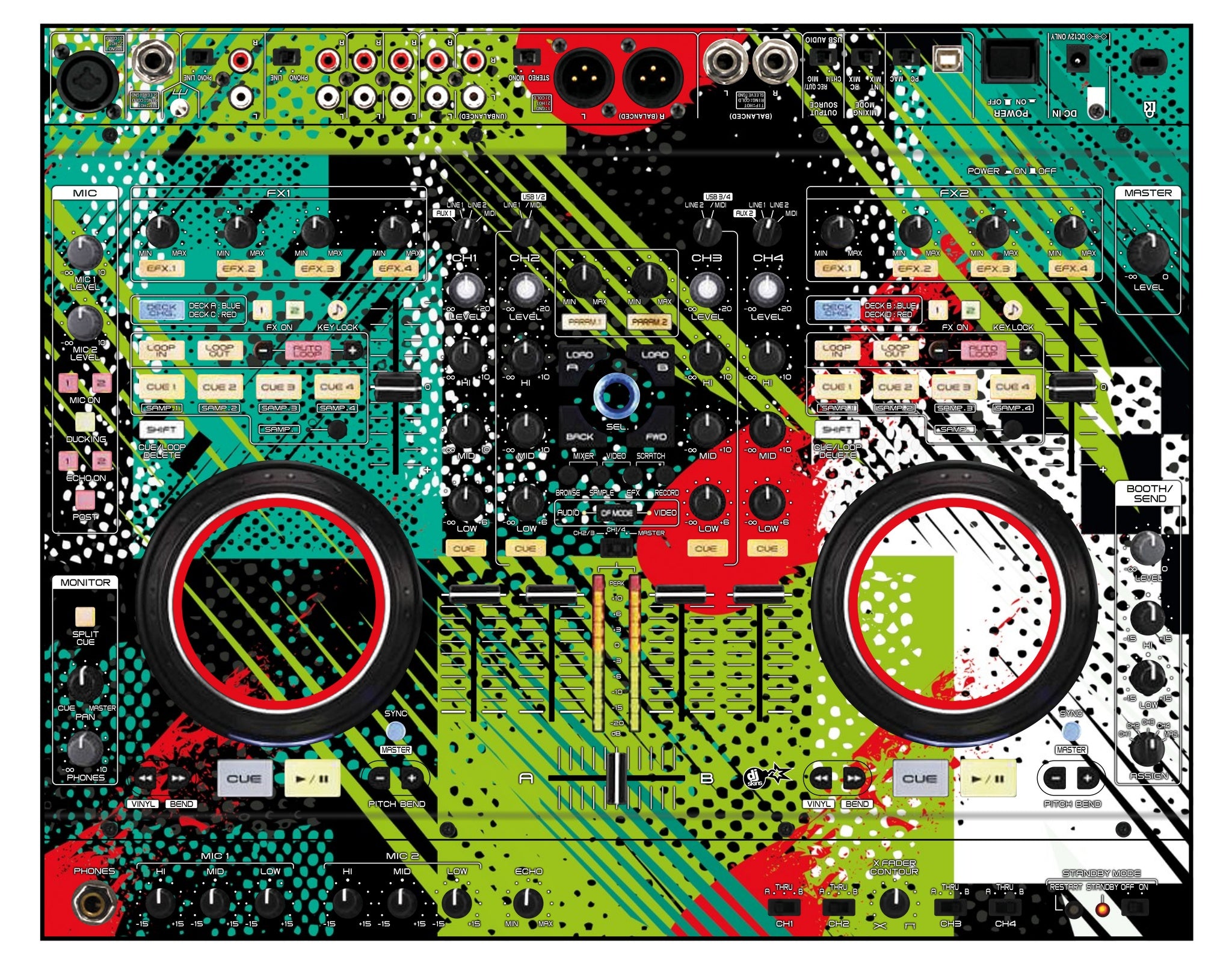 Denon DJ MC 6000 Skin Fractor Green