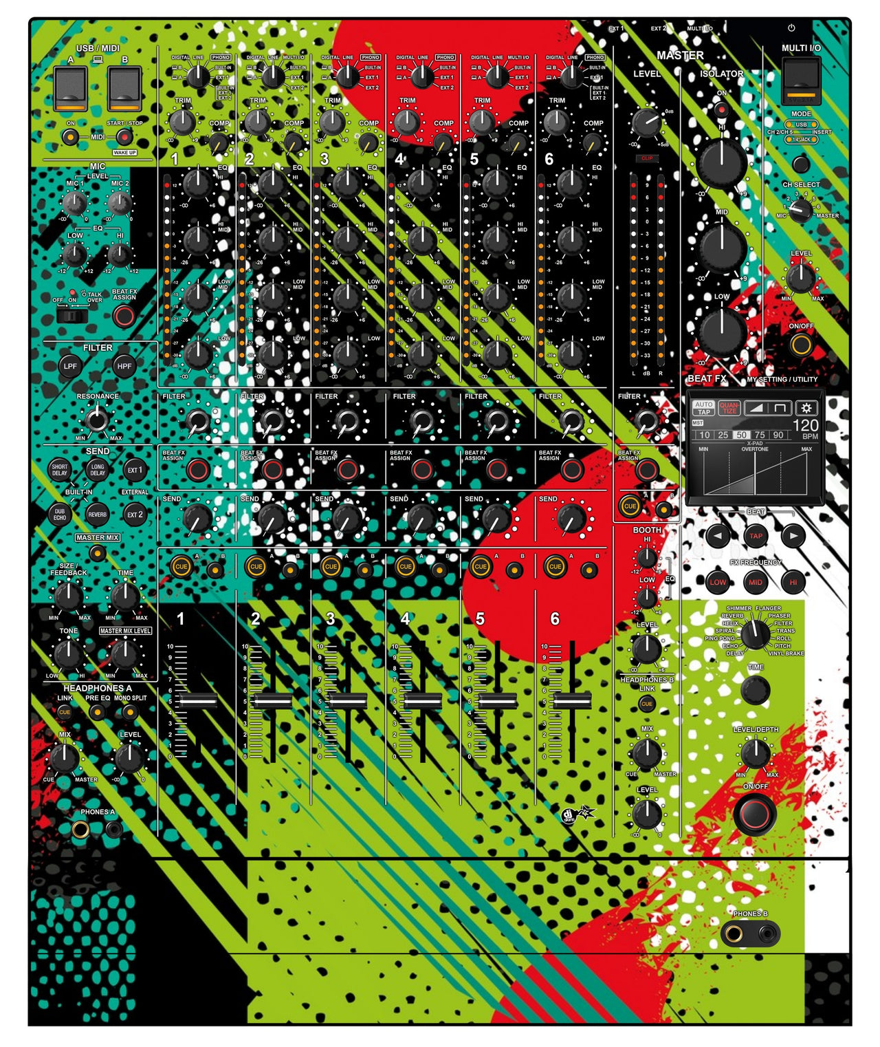 Pioneer DJ DJM V10 LF Skin Fractor Green