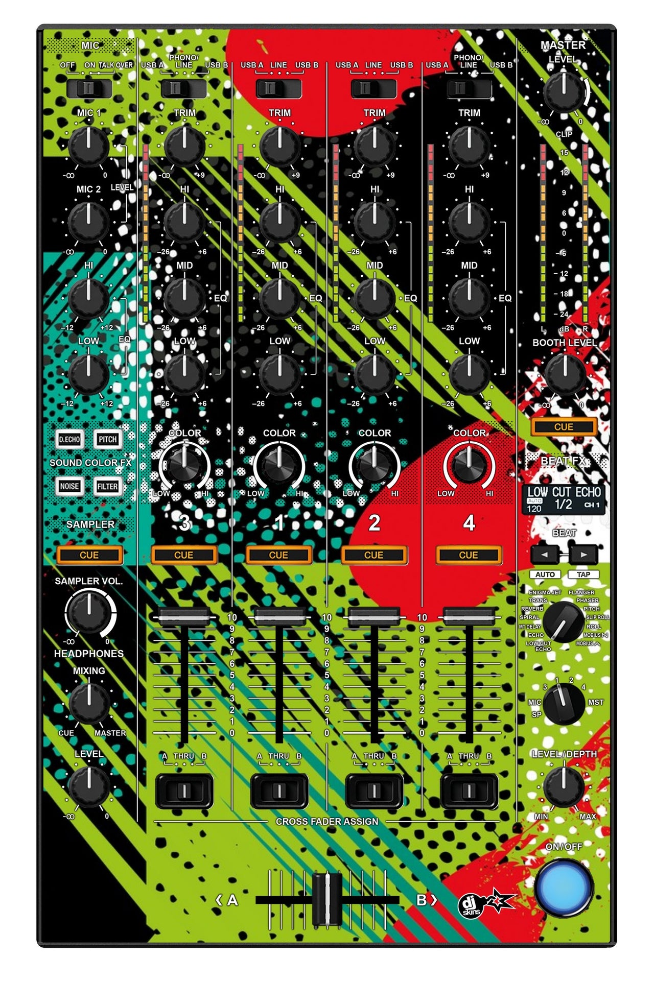 Pioneer DJ DDJ 1000 SRT MIXER Skin Fractor Green