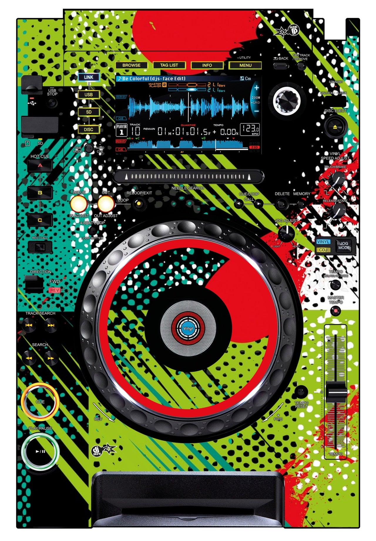Pioneer DJ CDJ 2000 Skin Fractor Green