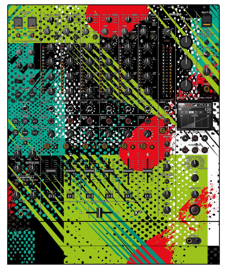 Pioneer DJ DJM V10 Skin Fractor Green