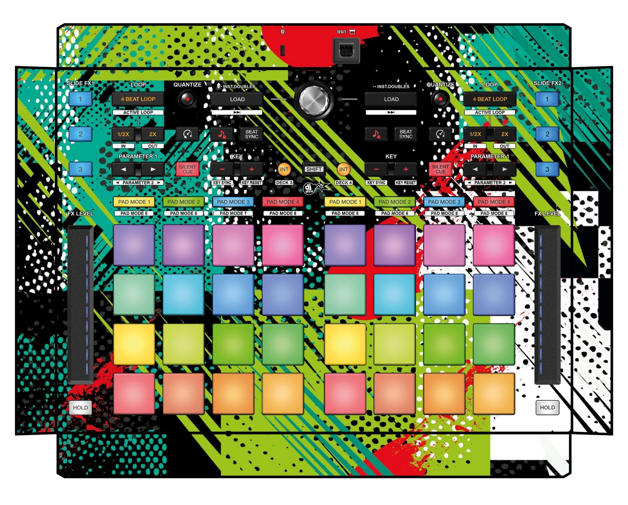 Pioneer DJ DDJ XP 2 Skin Fractor Green