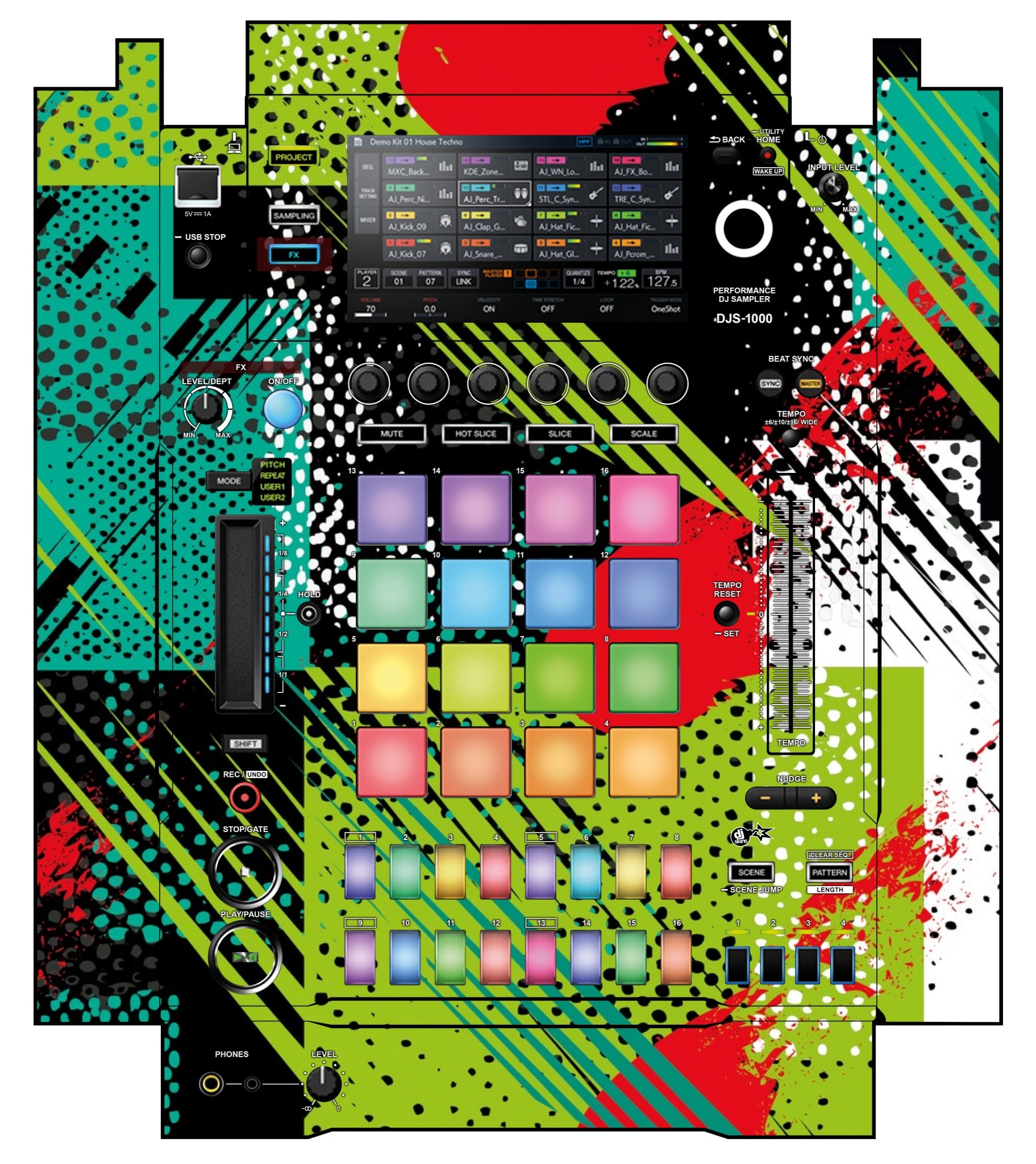 Pioneer DJ DJS 1000 Skin Fractor Green