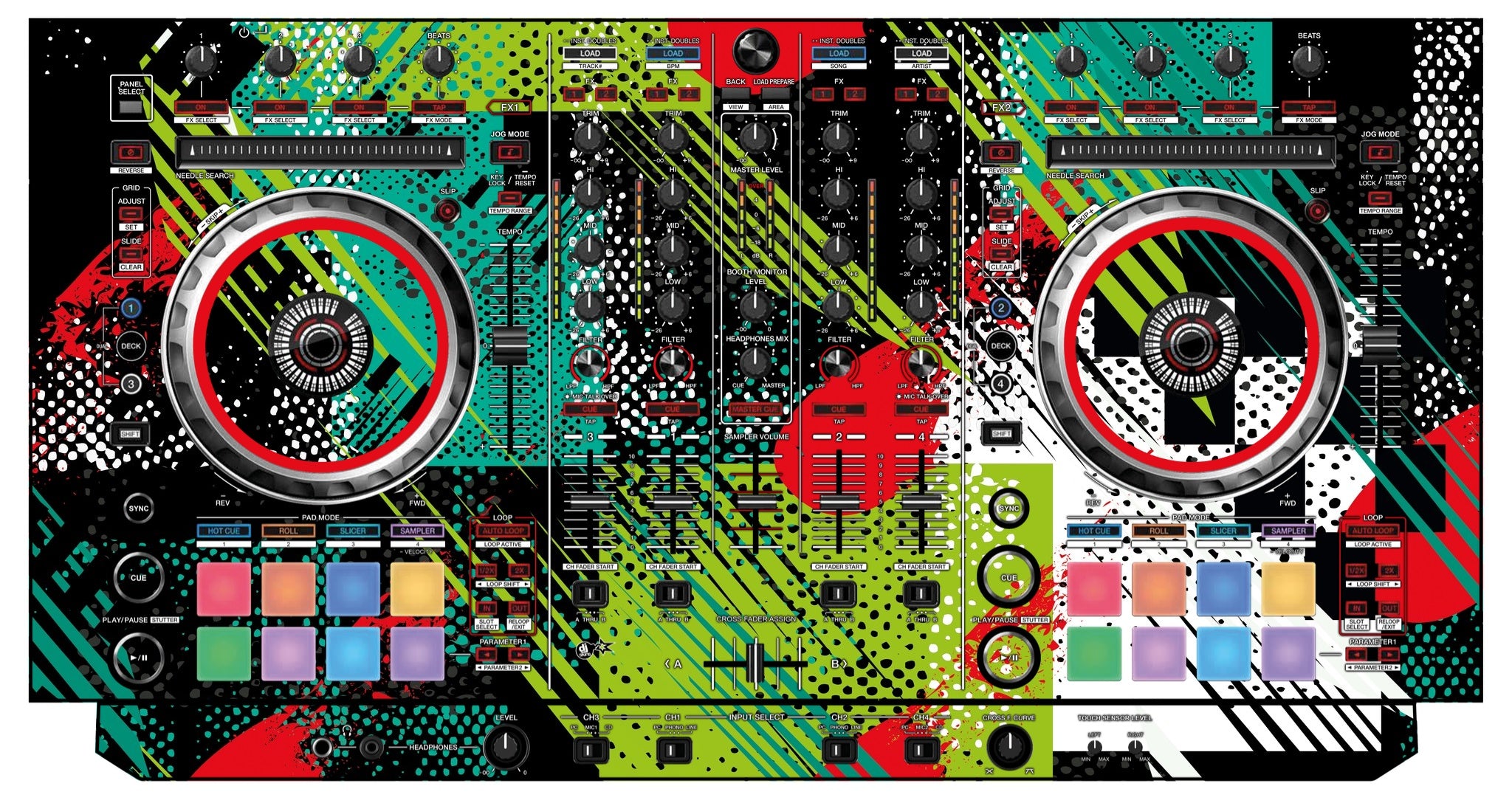 Pioneer DJ DDJ SX Skin Fractor Green