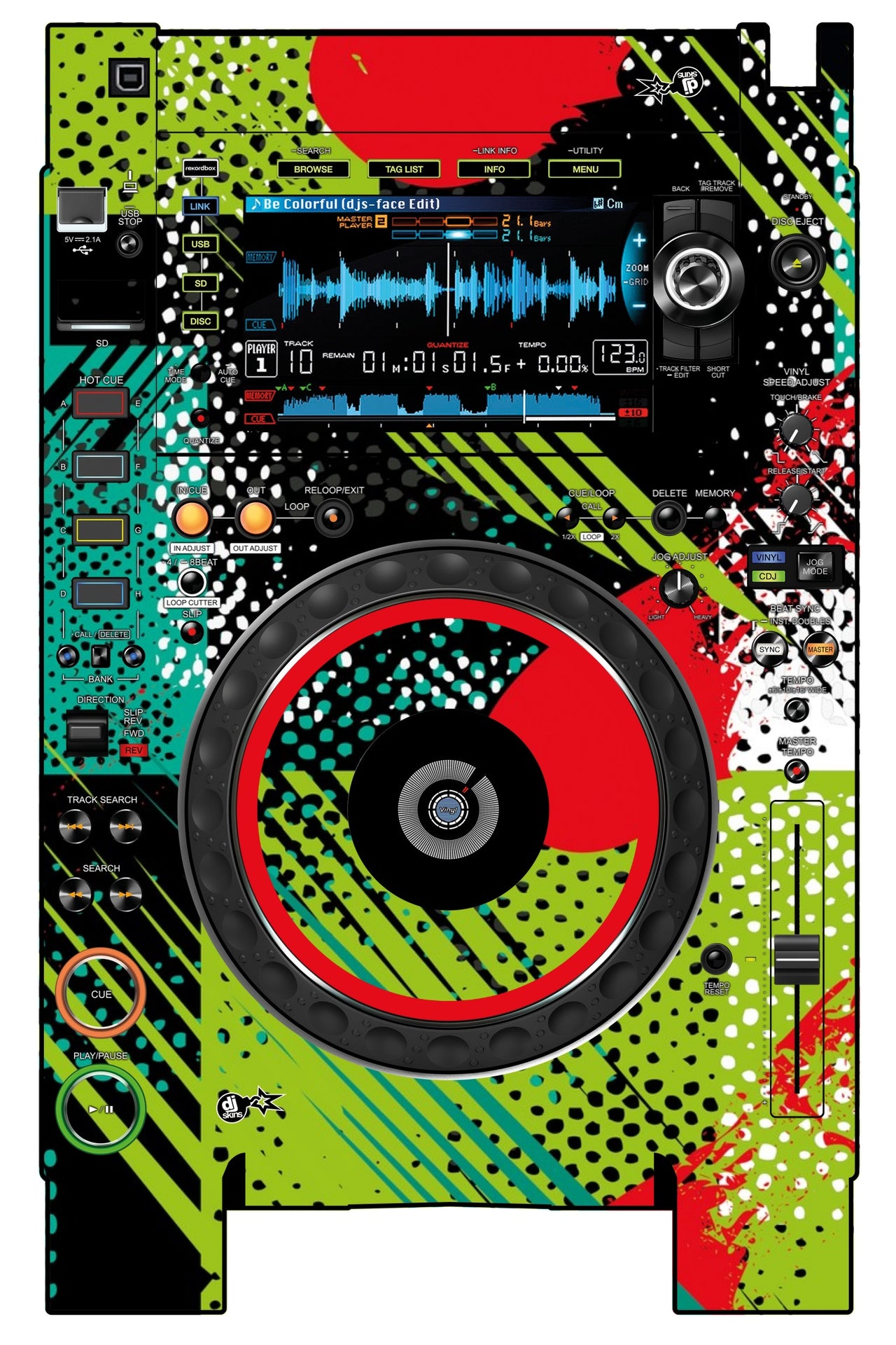 Pioneer DJ CDJ 2000 NEXUS 2 Skin Fractor Green