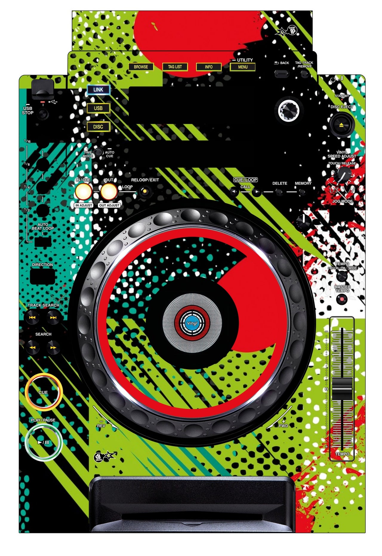 Pioneer DJ CDJ 900 Skin Fractor Green
