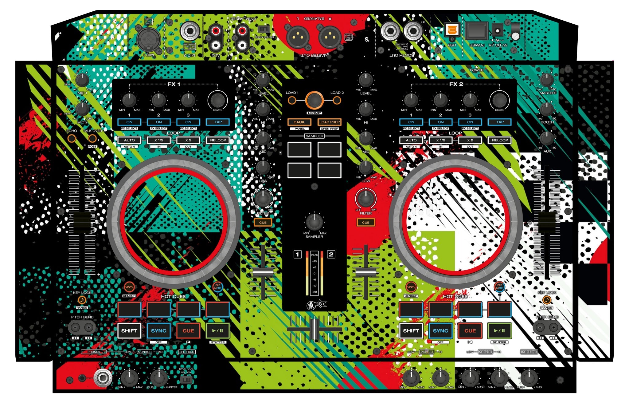 Denon DJ MC 4000 Skin Fractor Green