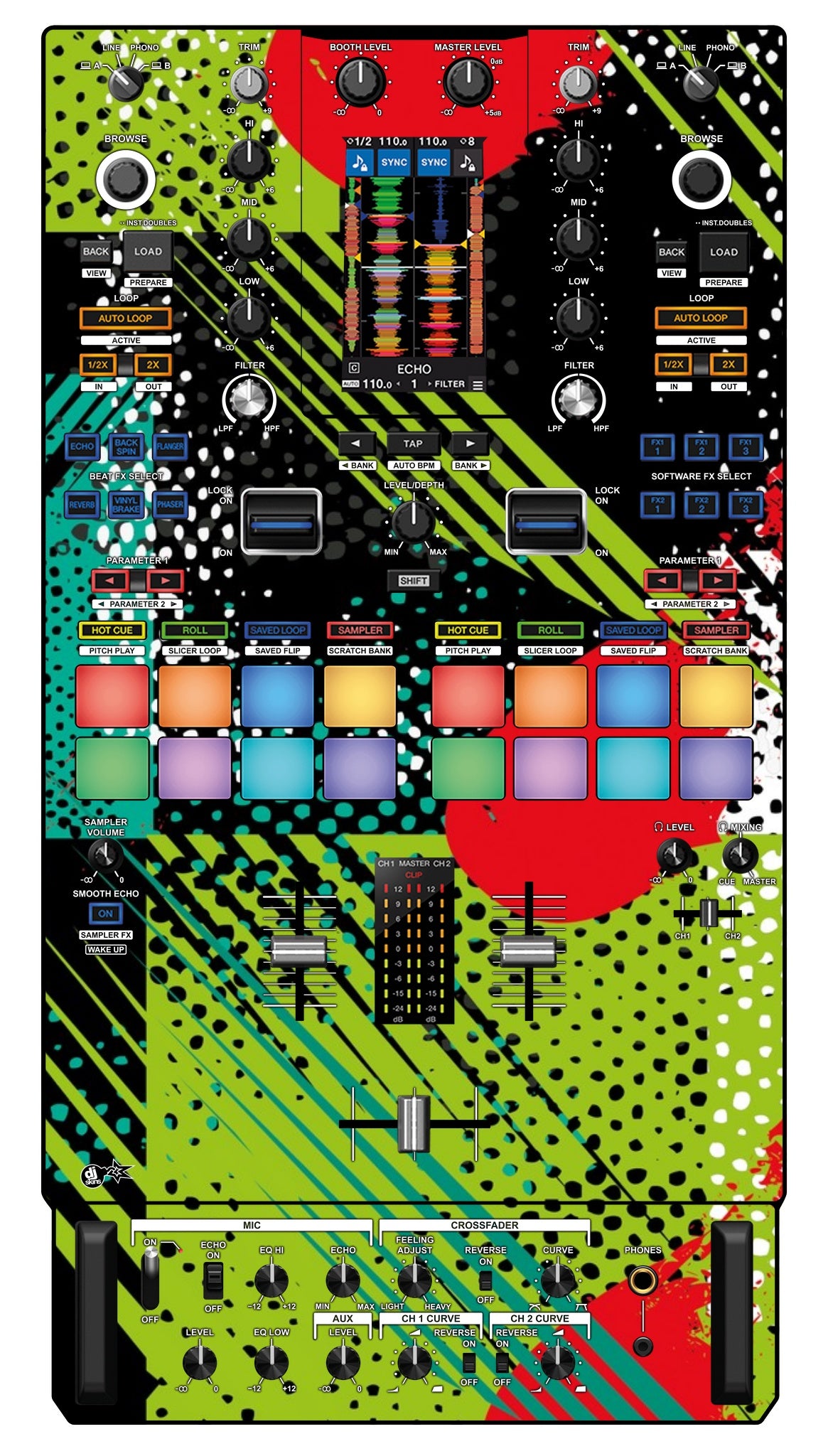 Pioneer DJ DJM S11 Skin Fractor Green