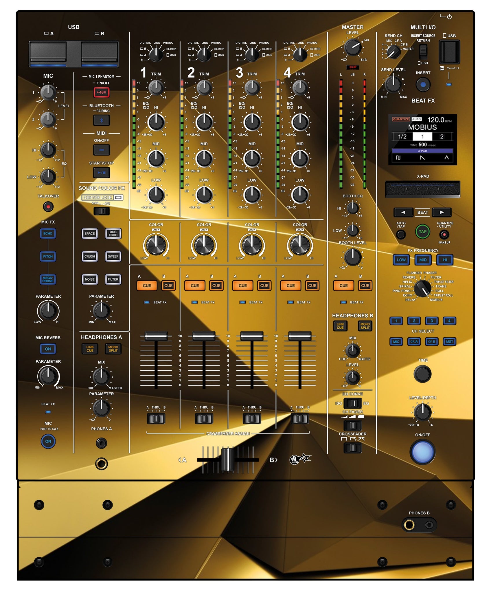 Pioneer DJ DJM A9 Skin Golden Polygon