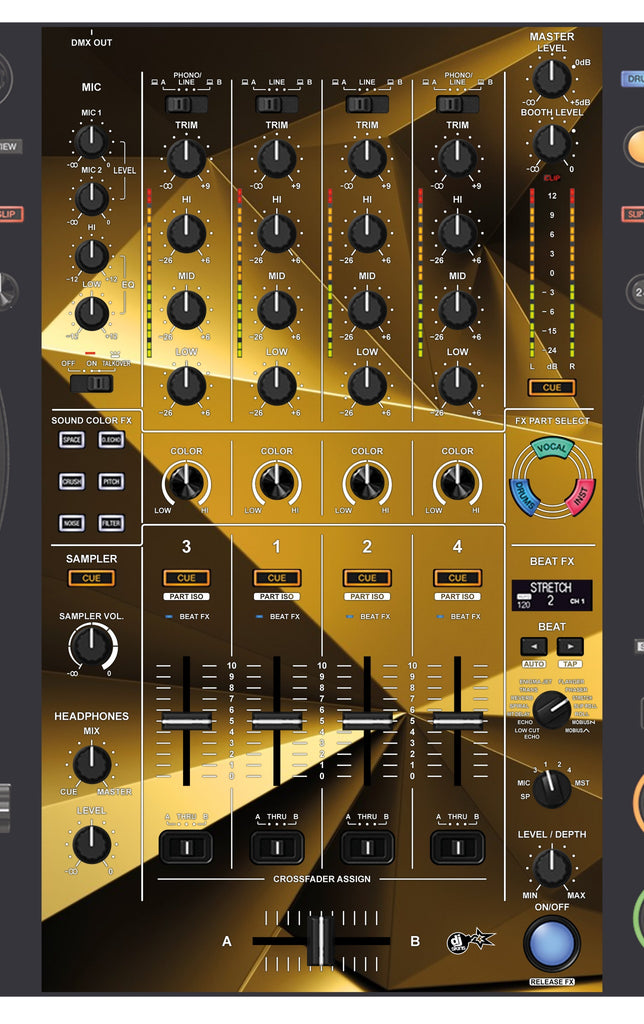 Pioneer DJ DDJ FLX10 MIXER Skin Golden Polygon