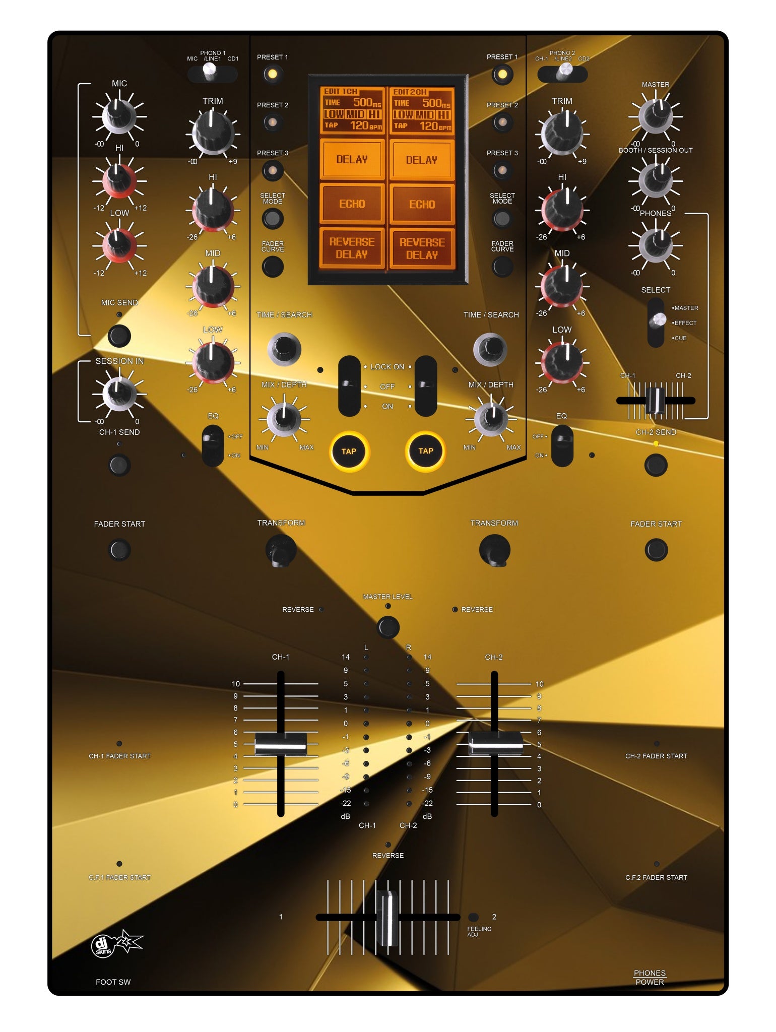 Pioneer DJ DJM 909 Skin Golden Polygon