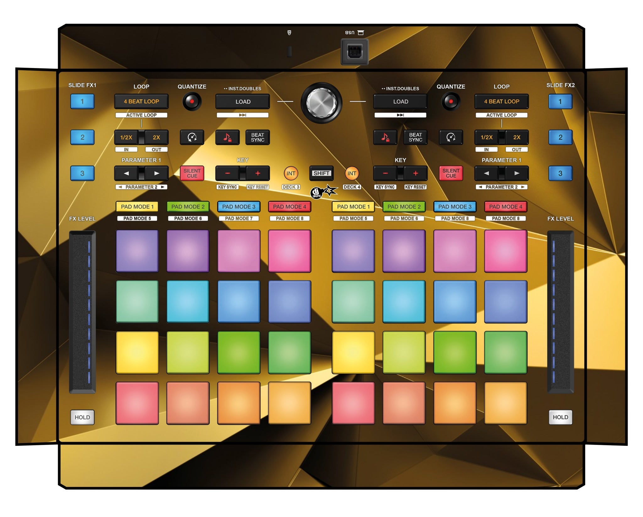 Pioneer DJ DDJ XP 2 Skin Golden Polygon