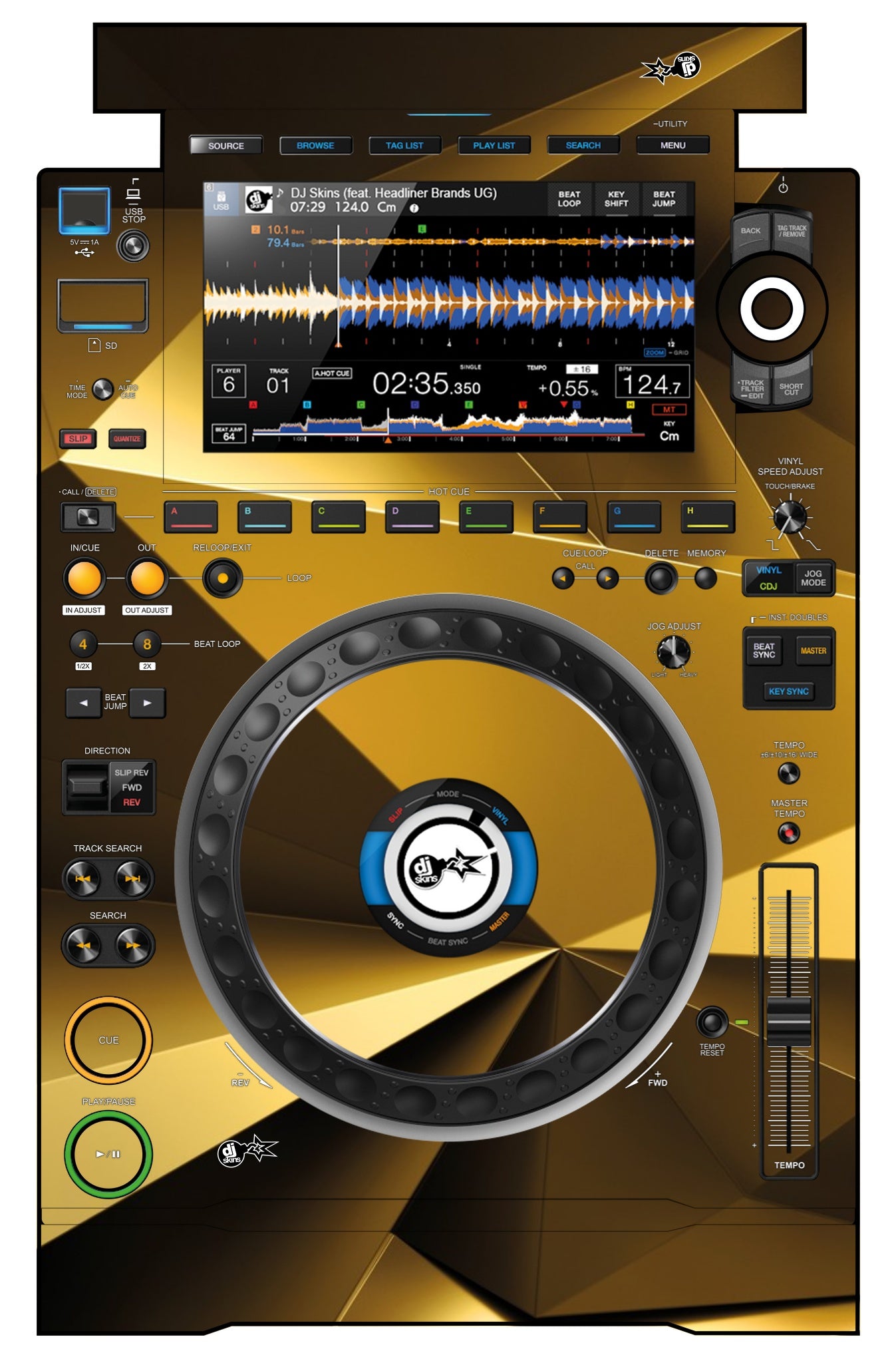 Pioneer DJ CDJ 3000 Skin Golden Polygon