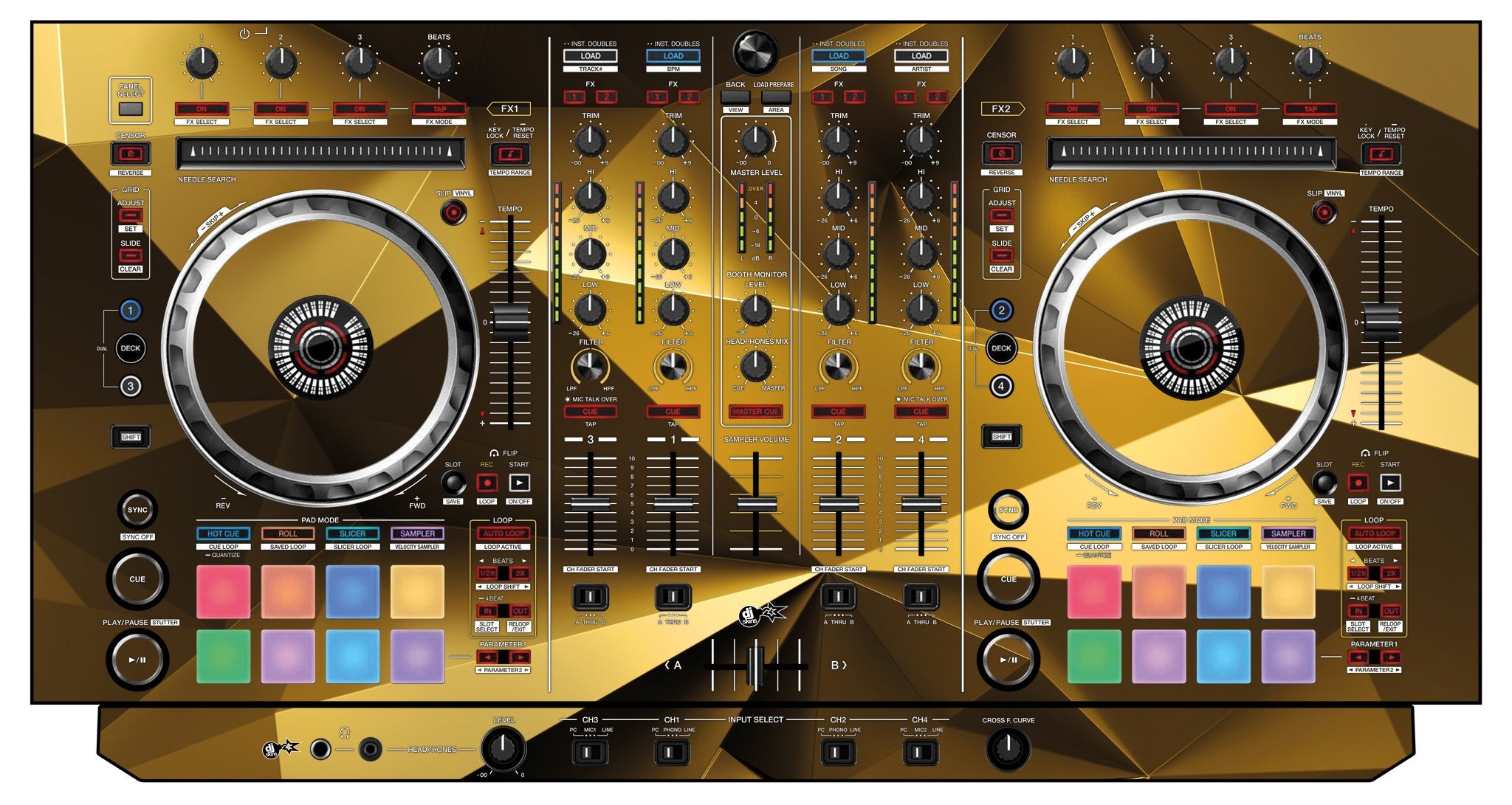 DJ Skins® Pioneer DJ DDJ SX 2 Skin Golden Polygon