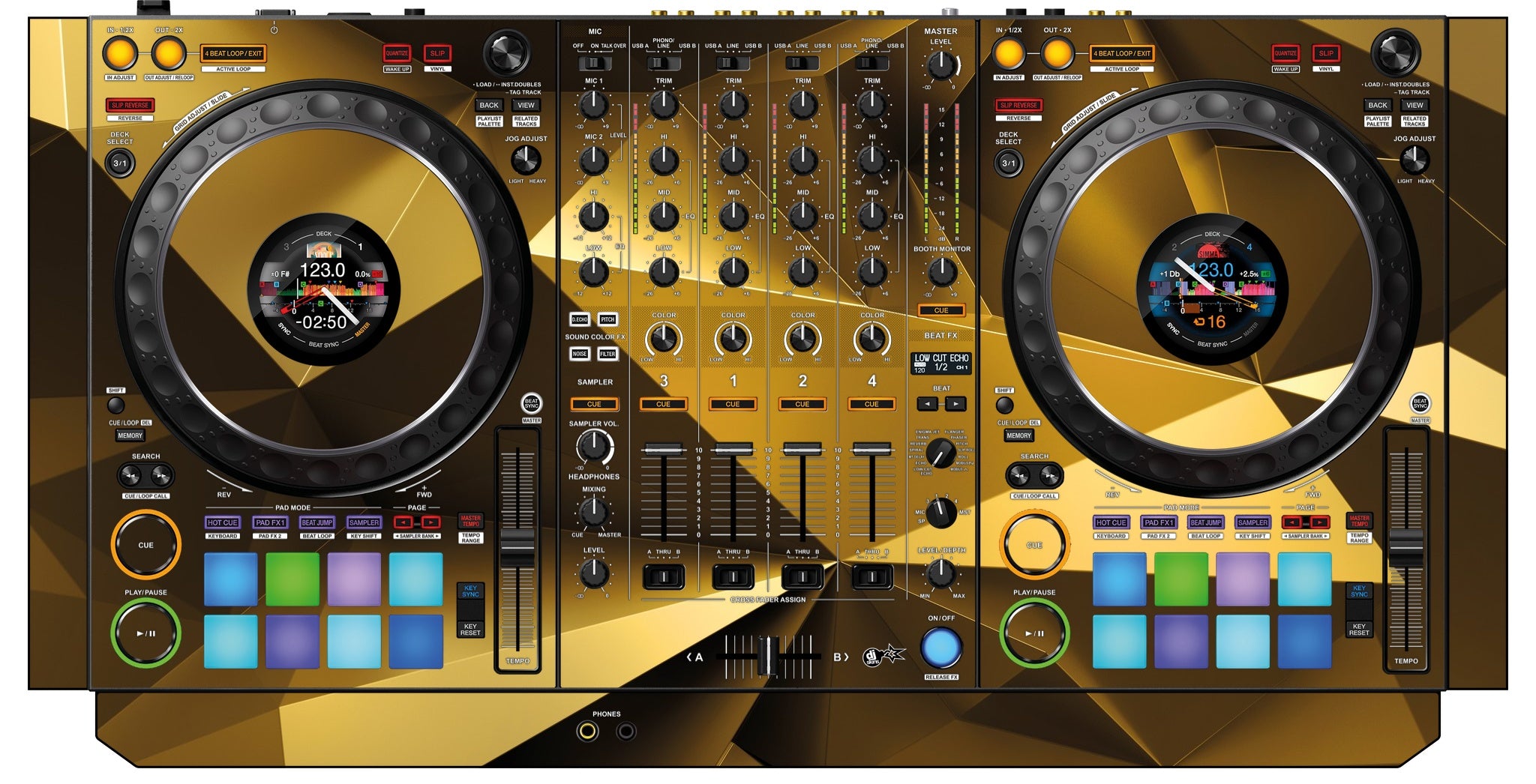Pioneer DJ DDJ 1000 Skin Golden Polygon