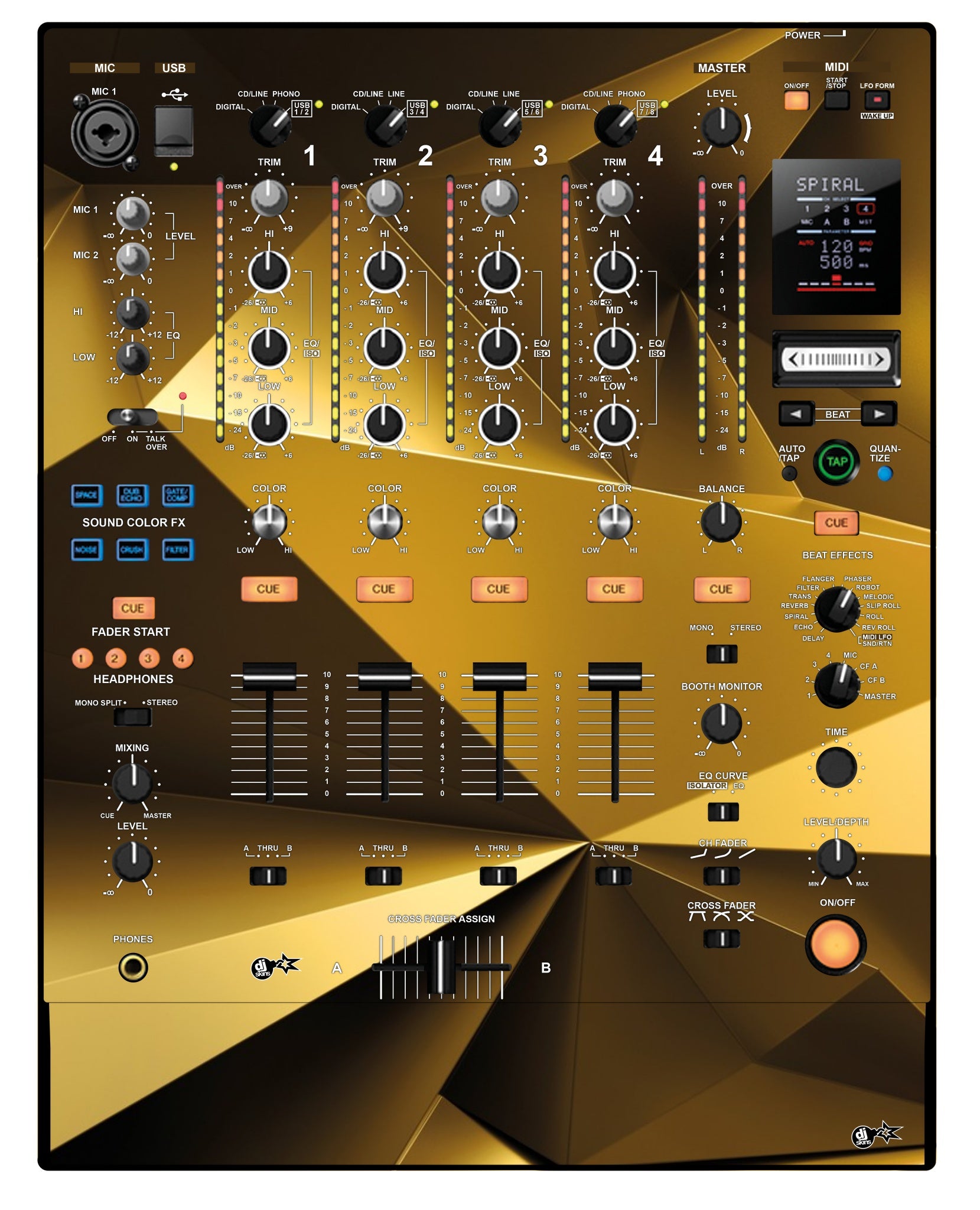 Pioneer DJ DJM 900 NEXUS Skin Golden Polygon