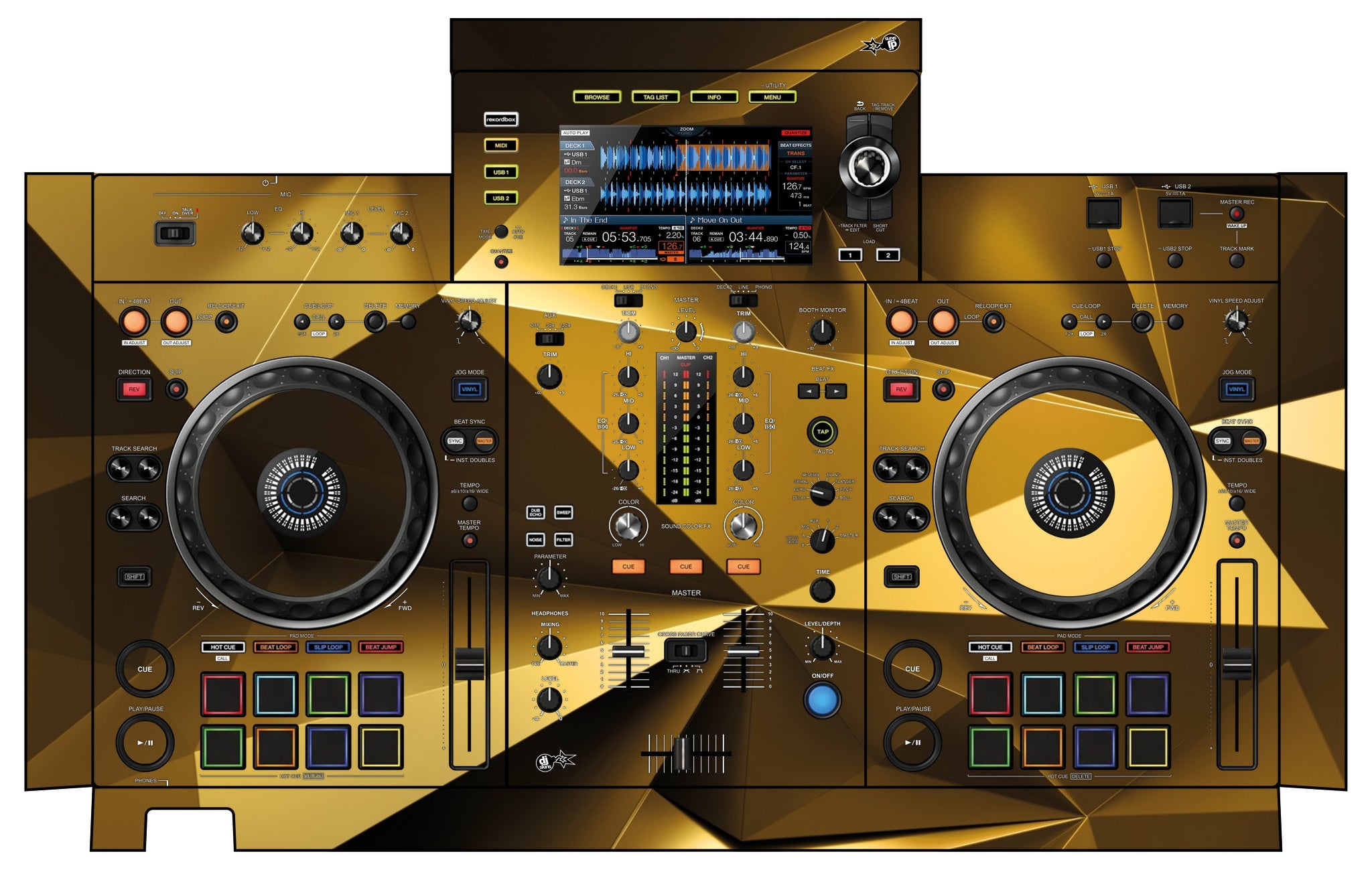Pioneer DJ XDJ RX 2 Skin Golden Polygon