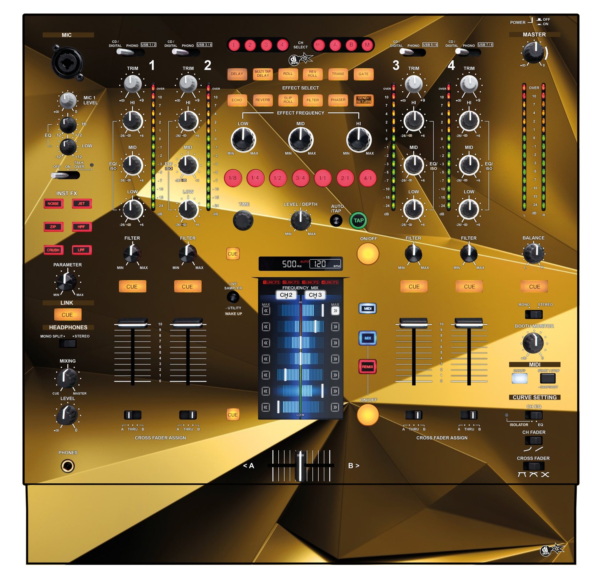 Pioneer DJ DJM 2000 Skin Golden Polygon