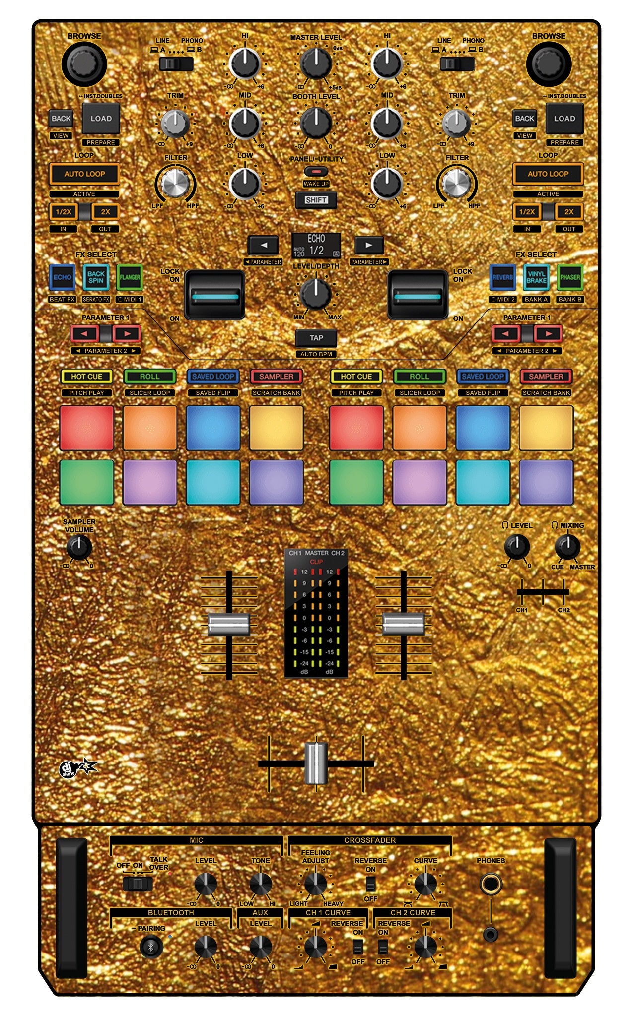 Pioneer DJ DJM S7 Skin Golden Treasure