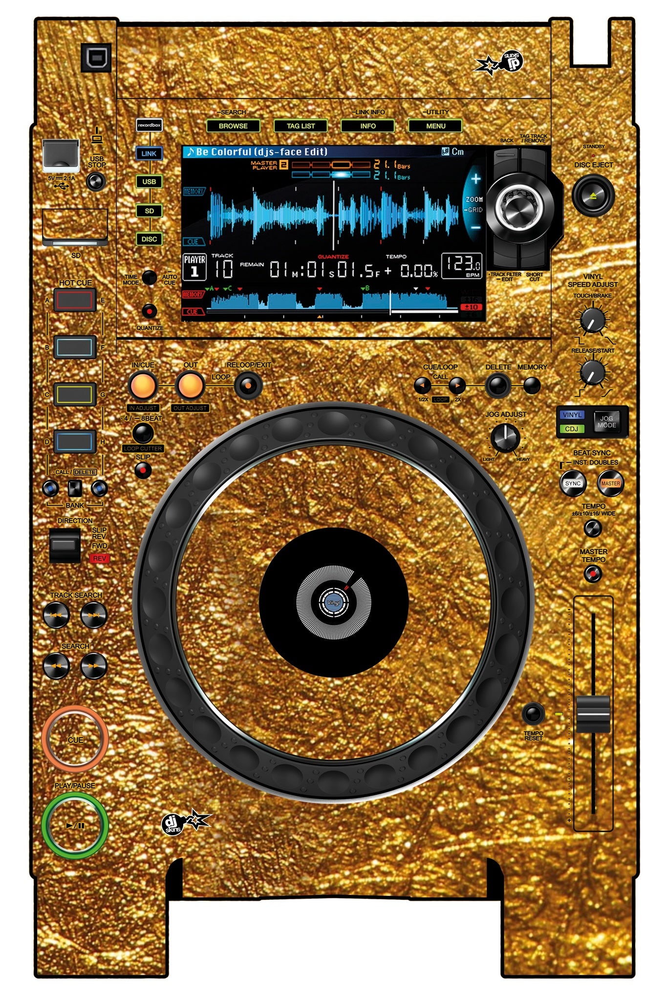 Pioneer DJ CDJ 2000 NEXUS 2 Skin Golden Treasure