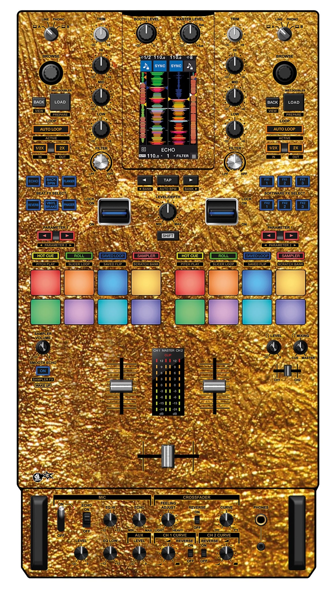 Pioneer DJ DJM S11 Skin Golden Treasure