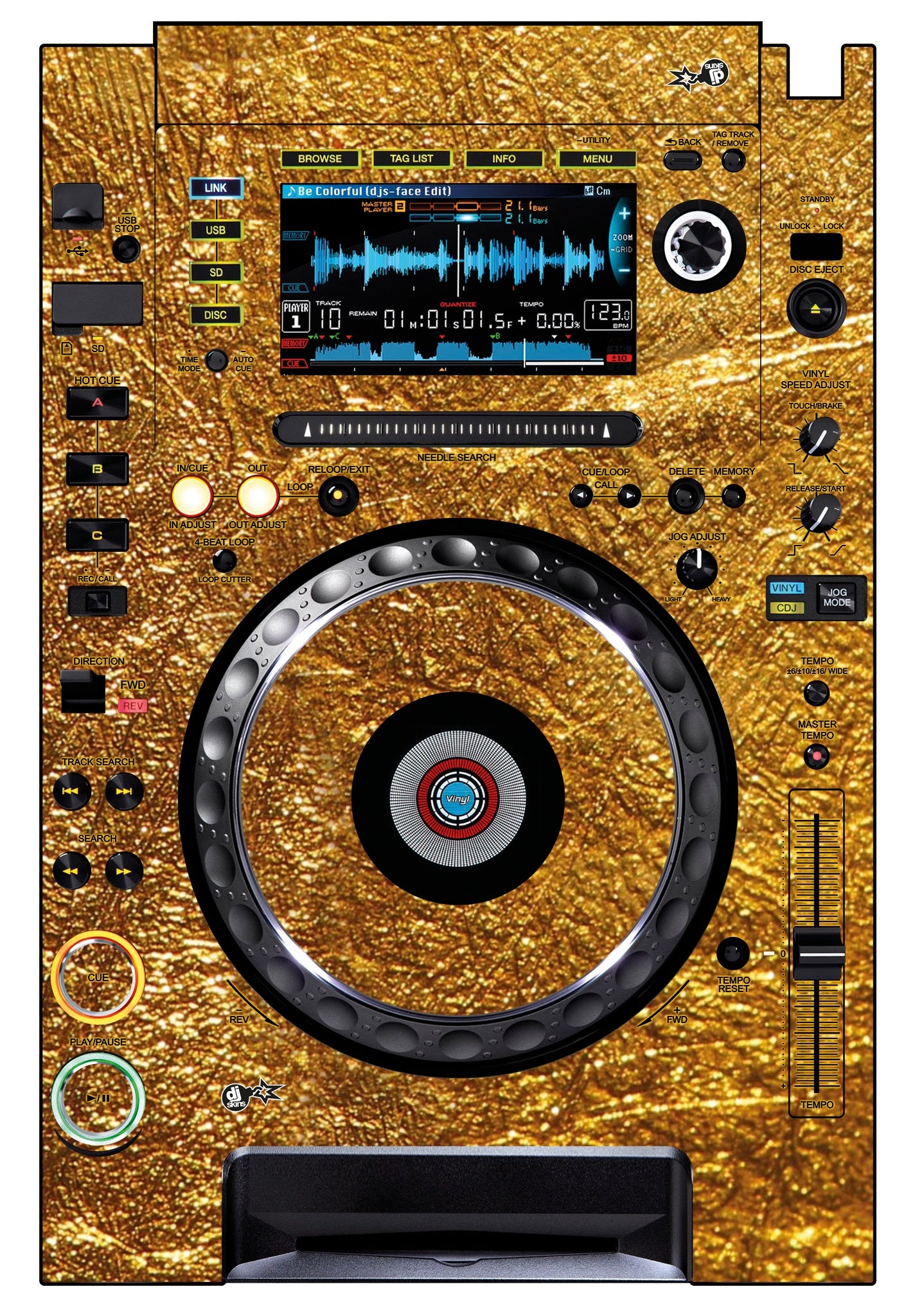 Pioneer DJ CDJ 2000 Skin Golden Treasure