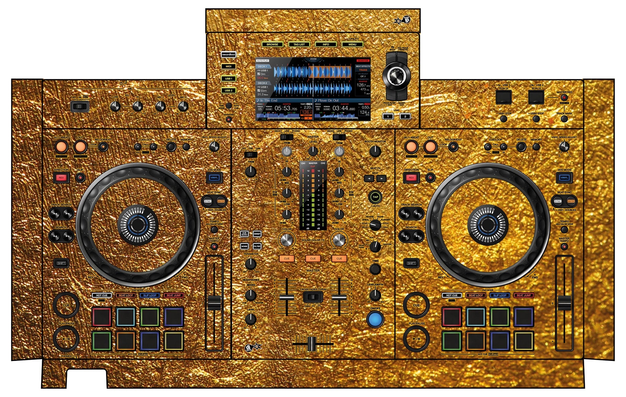 Pioneer DJ XDJ RX 2 Skin Golden Treasure