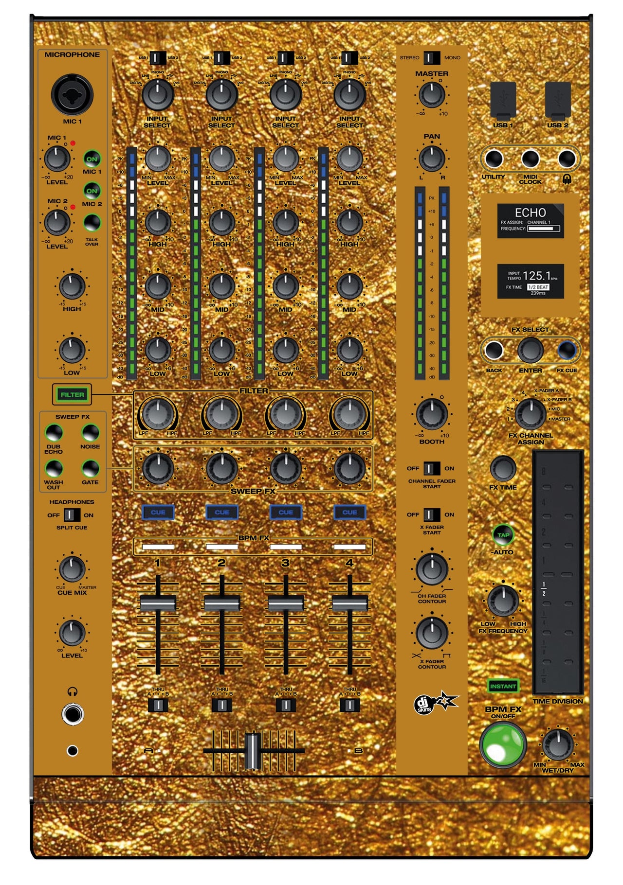 Denon DJ X 1800 Skin Golden Treasure