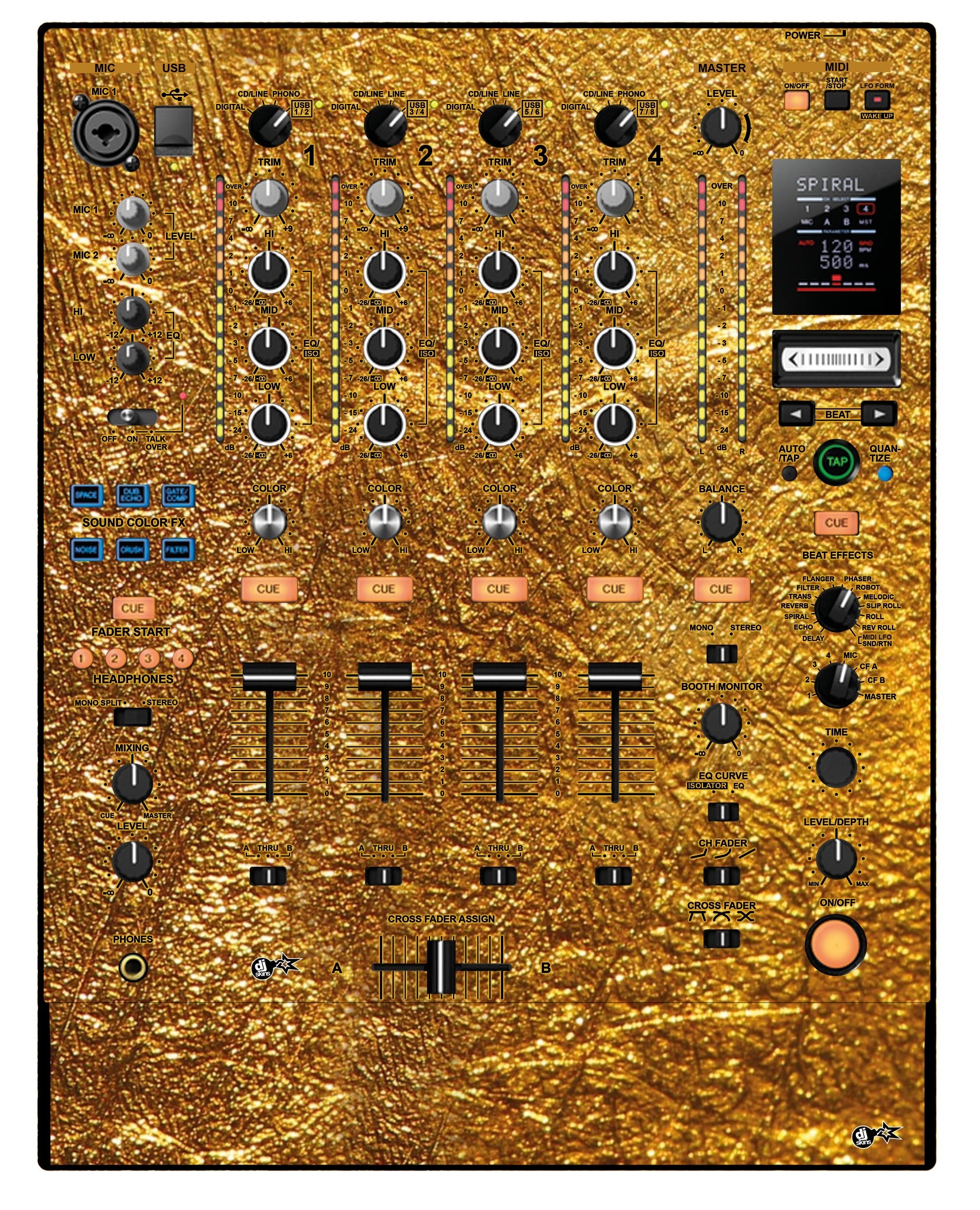 Pioneer DJ DJM 900 NEXUS Skin Golden Treasure