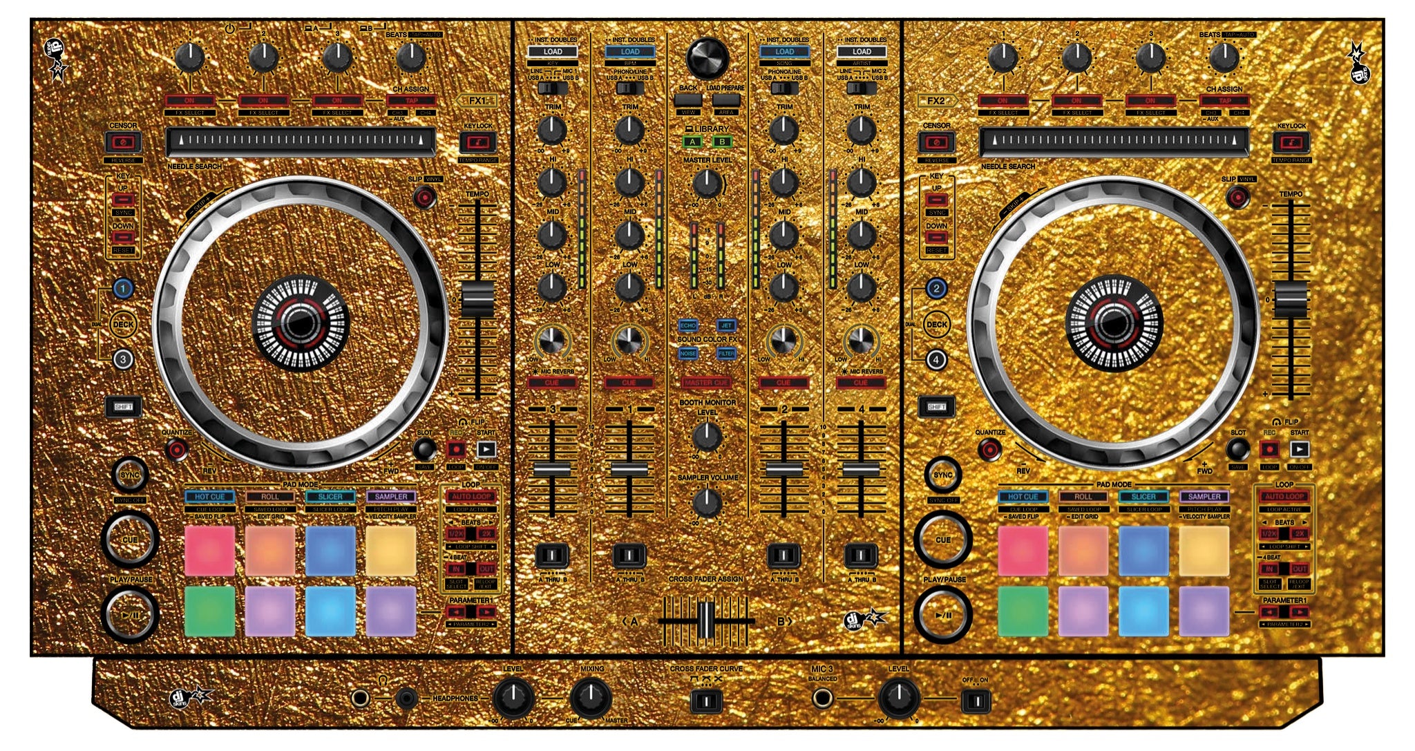 Pioneer DJ DDJ SX 3 Skin Golden Treasure