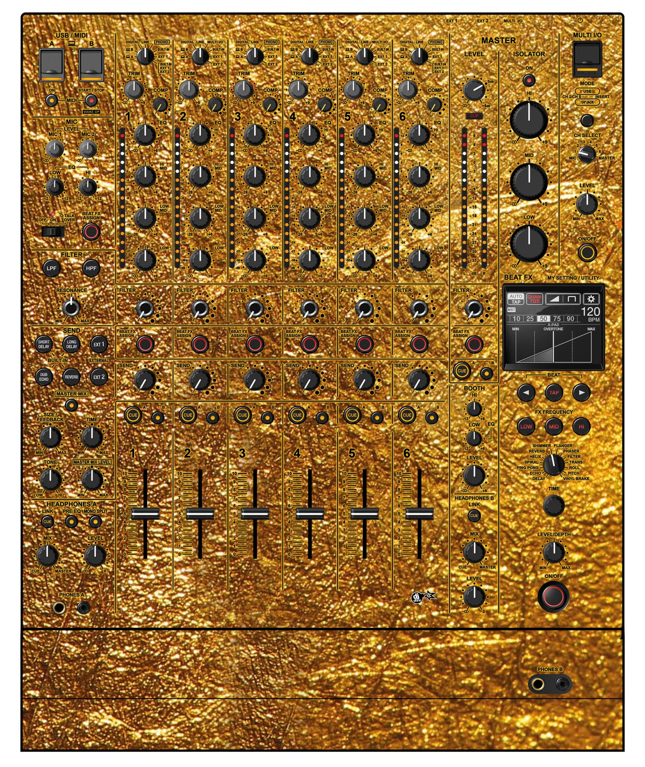 Pioneer DJ DJM V10 LF Skin Golden Treasure