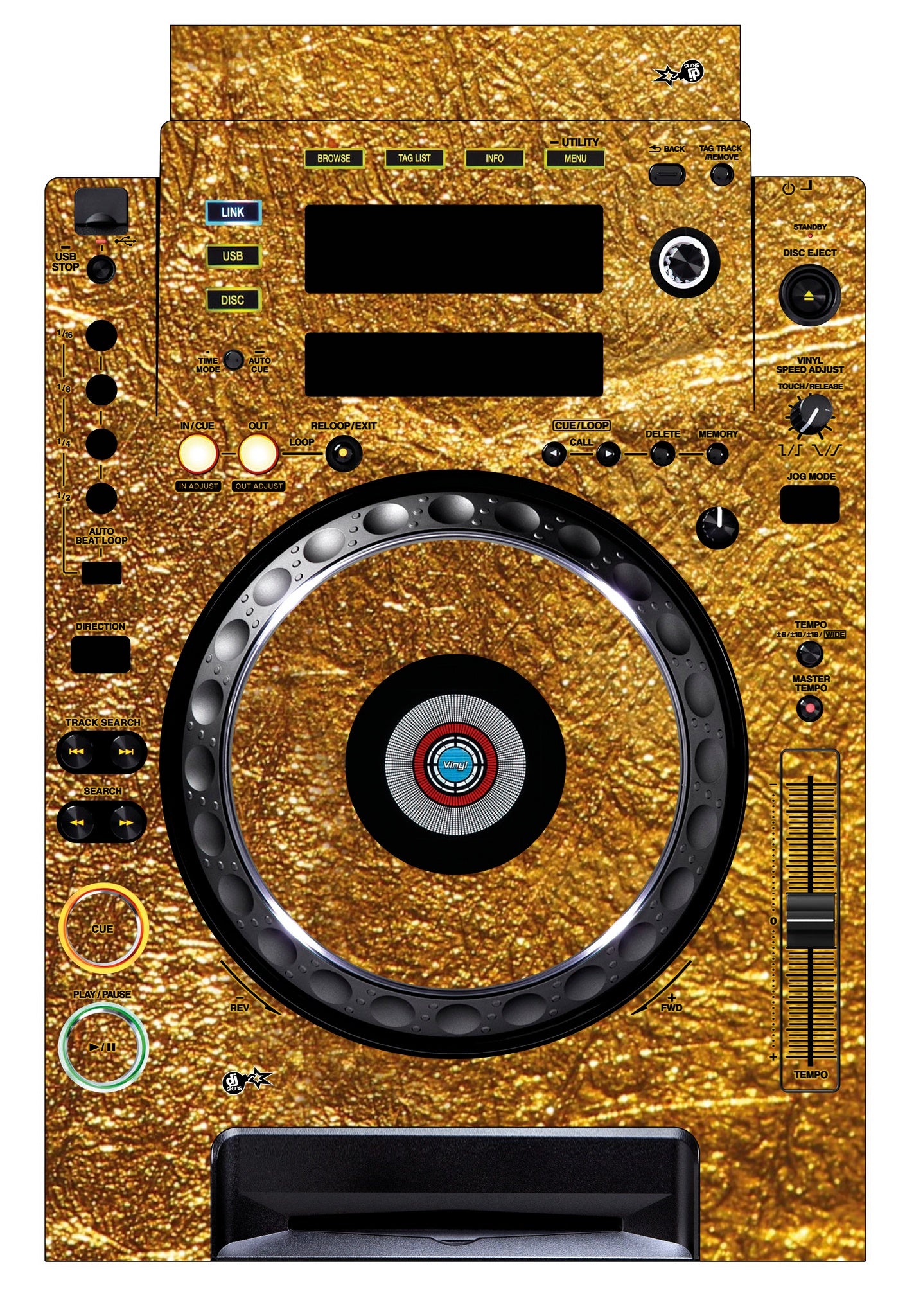 Pioneer DJ CDJ 900 Skin Golden Treasure
