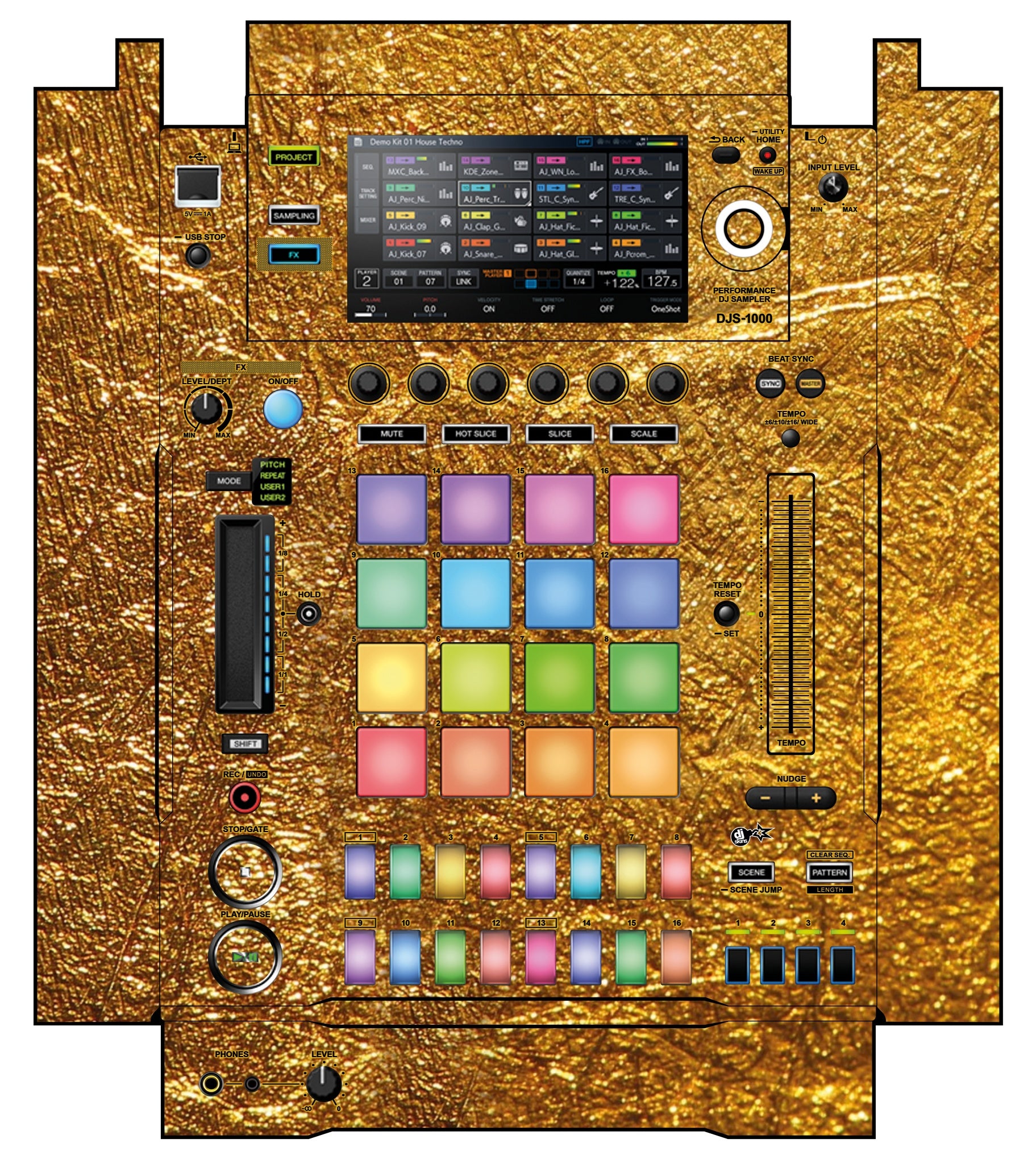 Pioneer DJ DJS 1000 Skin Golden Treasure