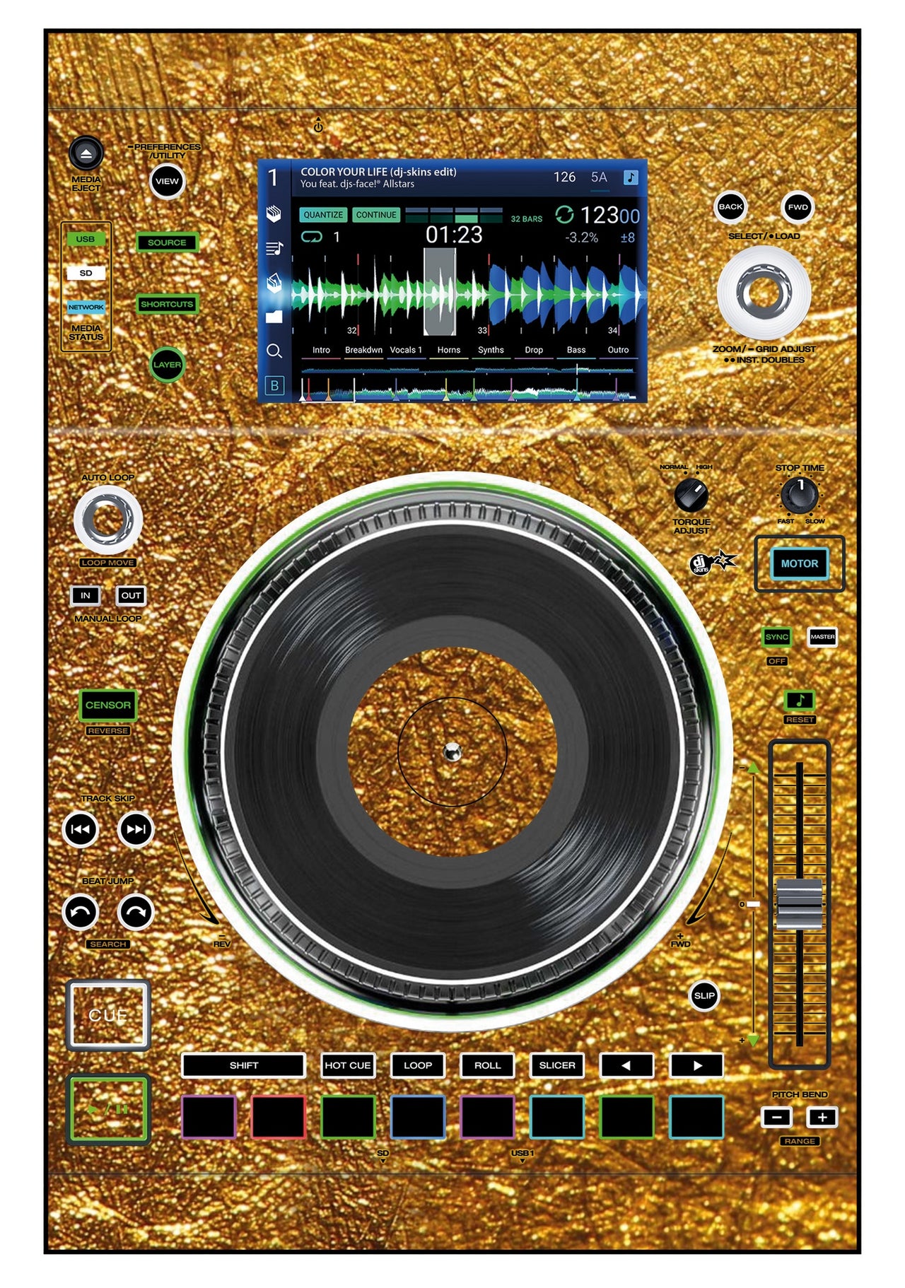 Denon DJ SC 5000 M Skin Golden Treasure