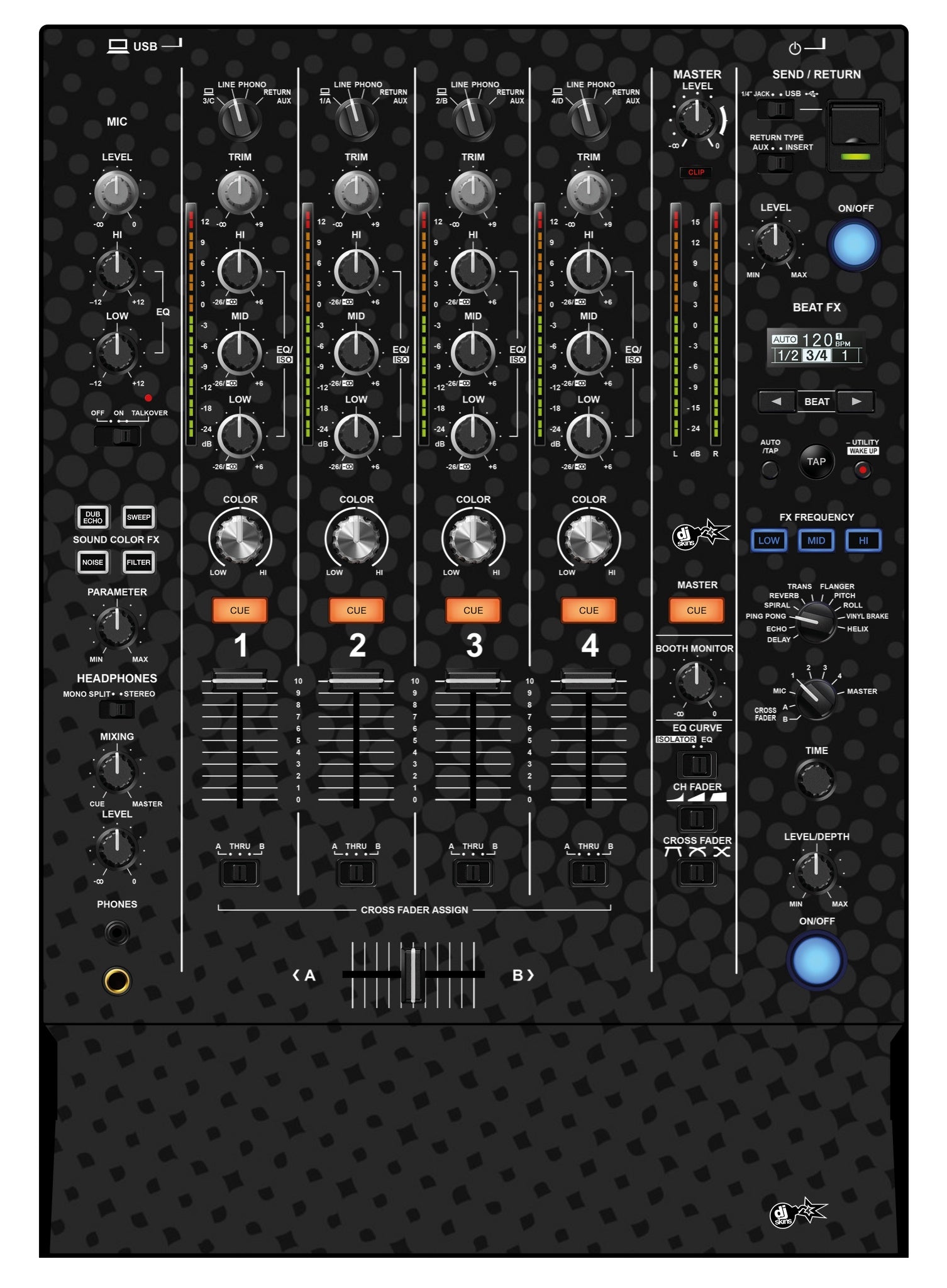 DJ Skins® Pioneer DJ DJM 750 MK2 Skin Gradienter Black