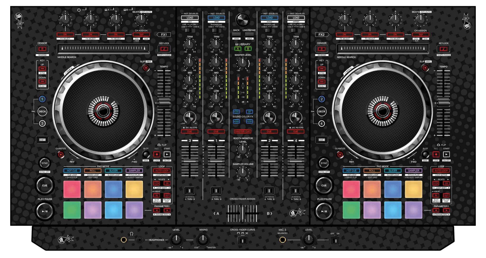 Pioneer DJ DDJ SX 3 Skin Gradienter Black