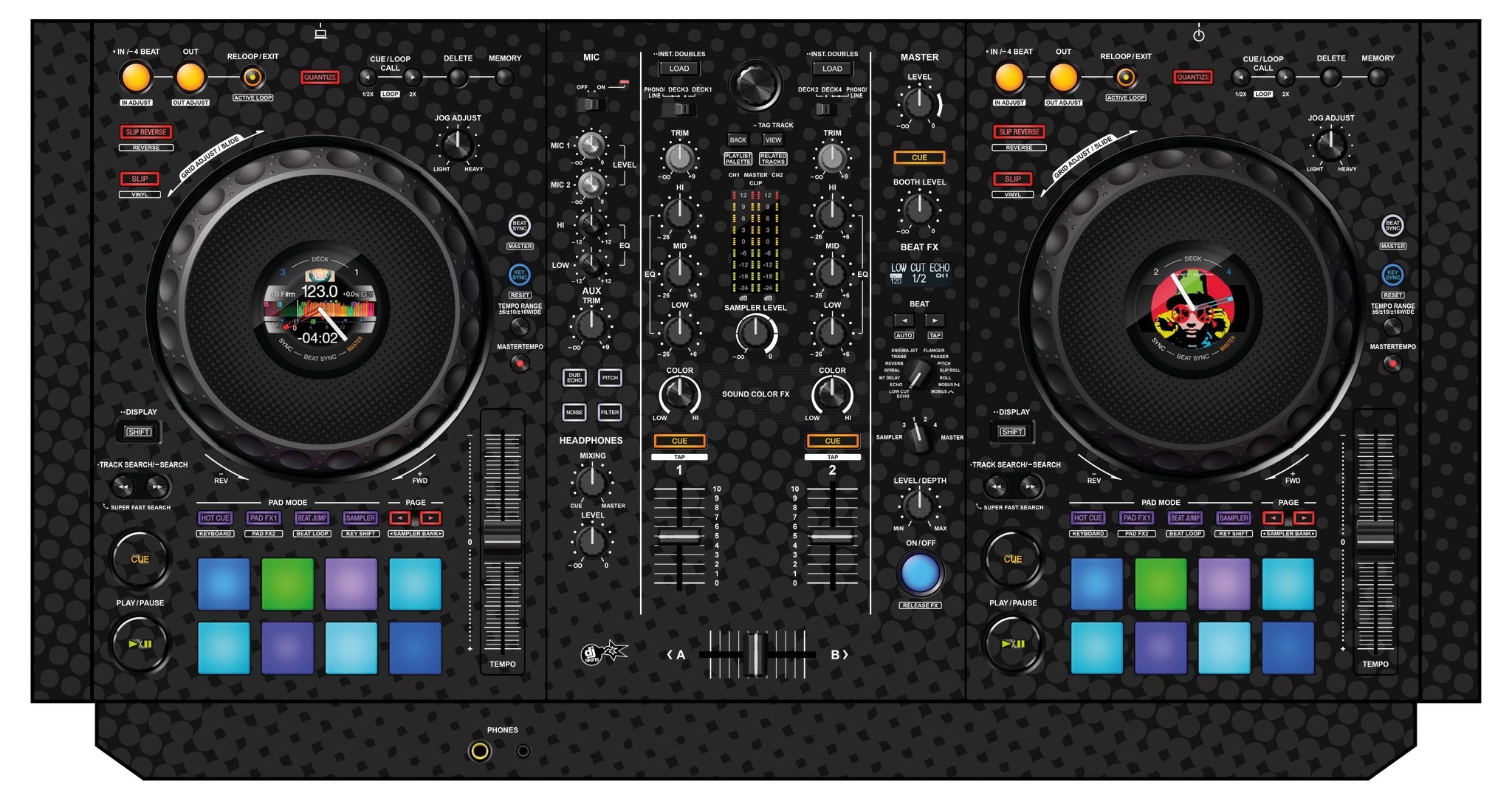 DJ Skins® Pioneer DJ DDJ 800 Skin Gradienter Black