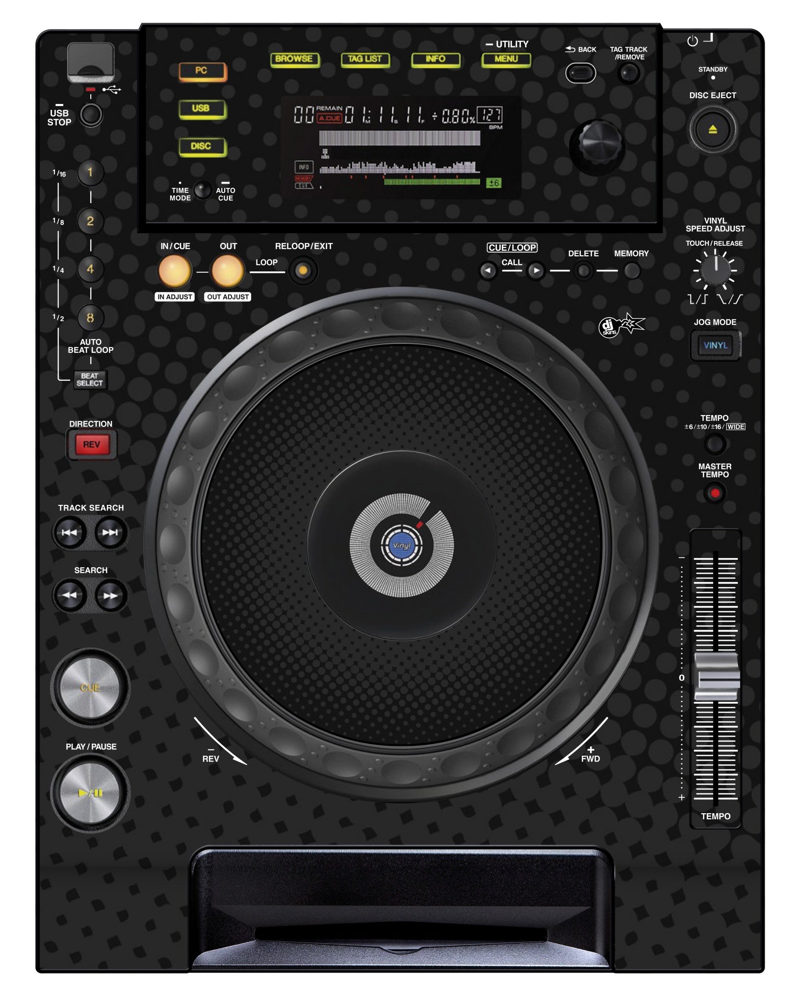 Pioneer DJ CDJ 850 Skin Gradienter Black