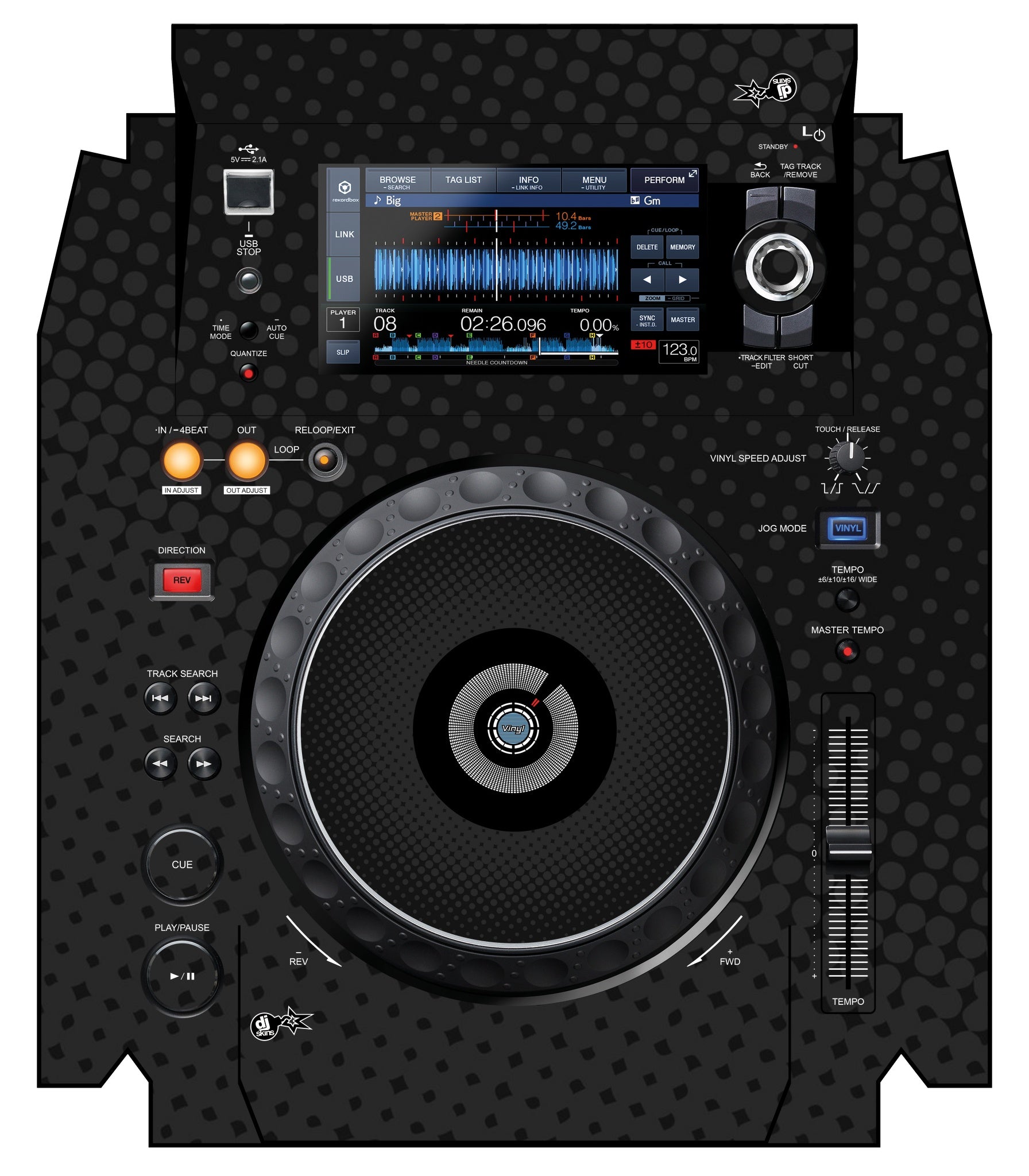 Pioneer DJ XDJ 1000 MK2 Skin Gradienter Black