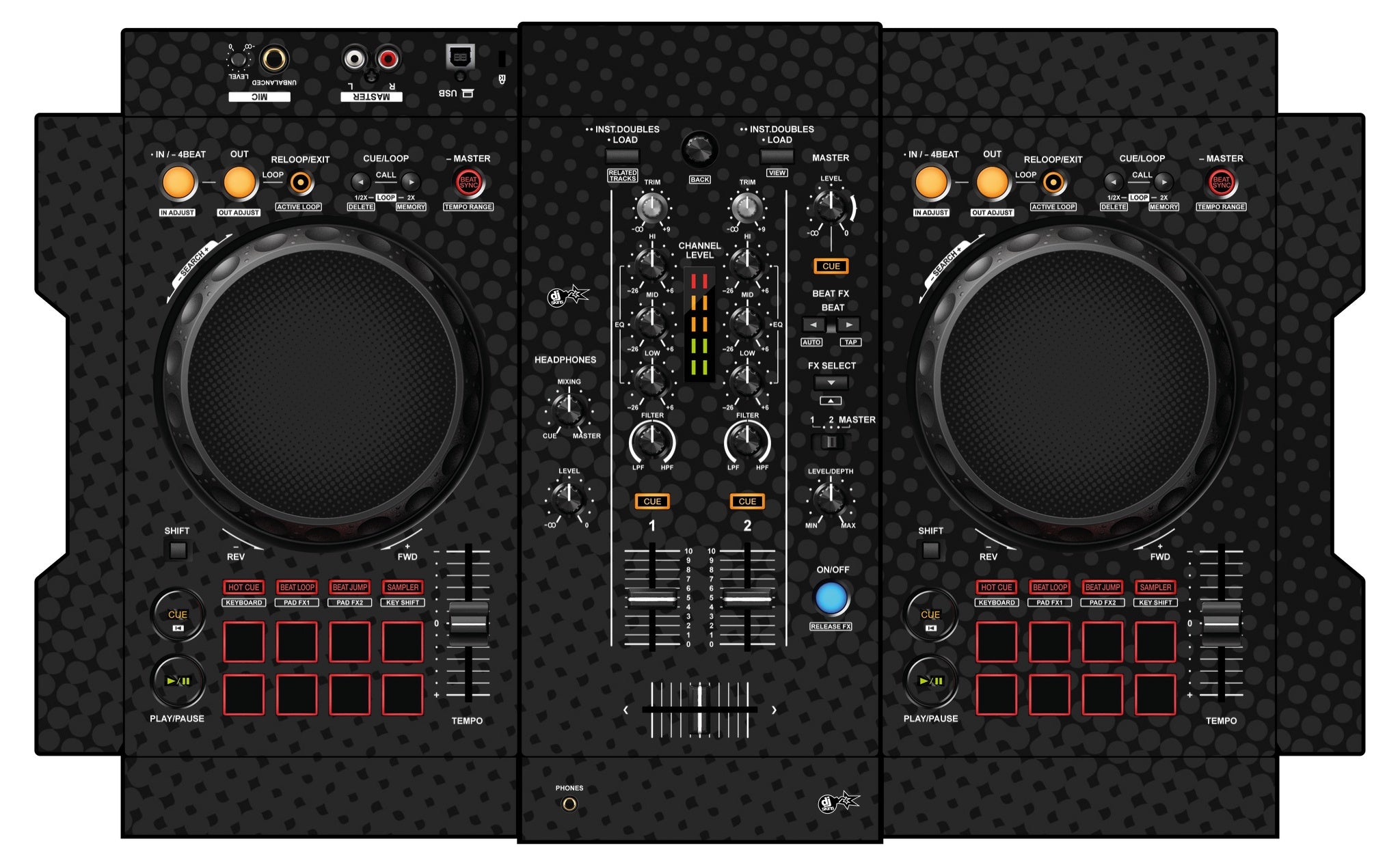 Pioneer DJ DDJ 400 Skin Gradienter Black