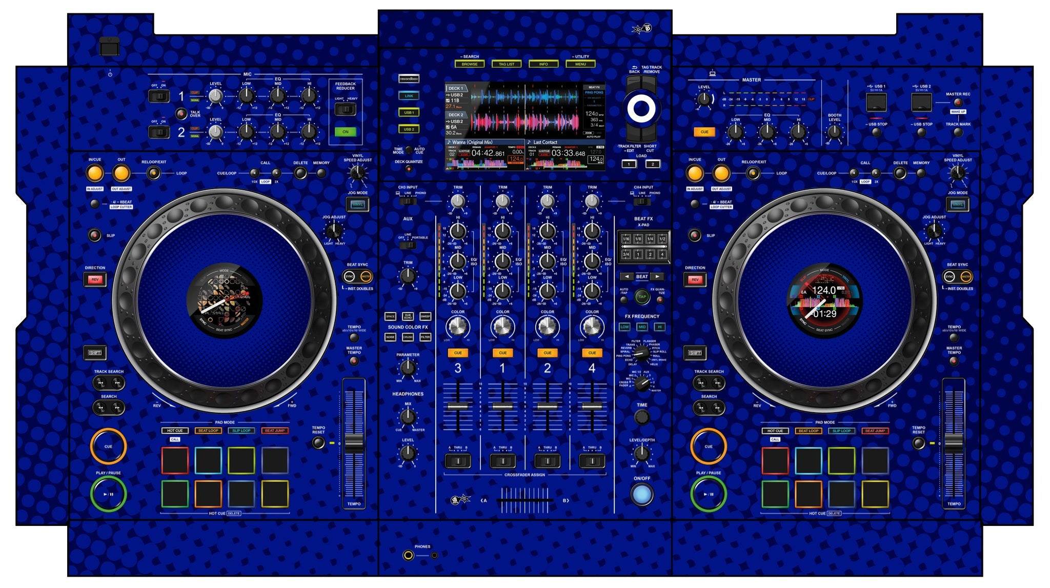 Pioneer DJ XDJ XZ Skin Gradienter Blue