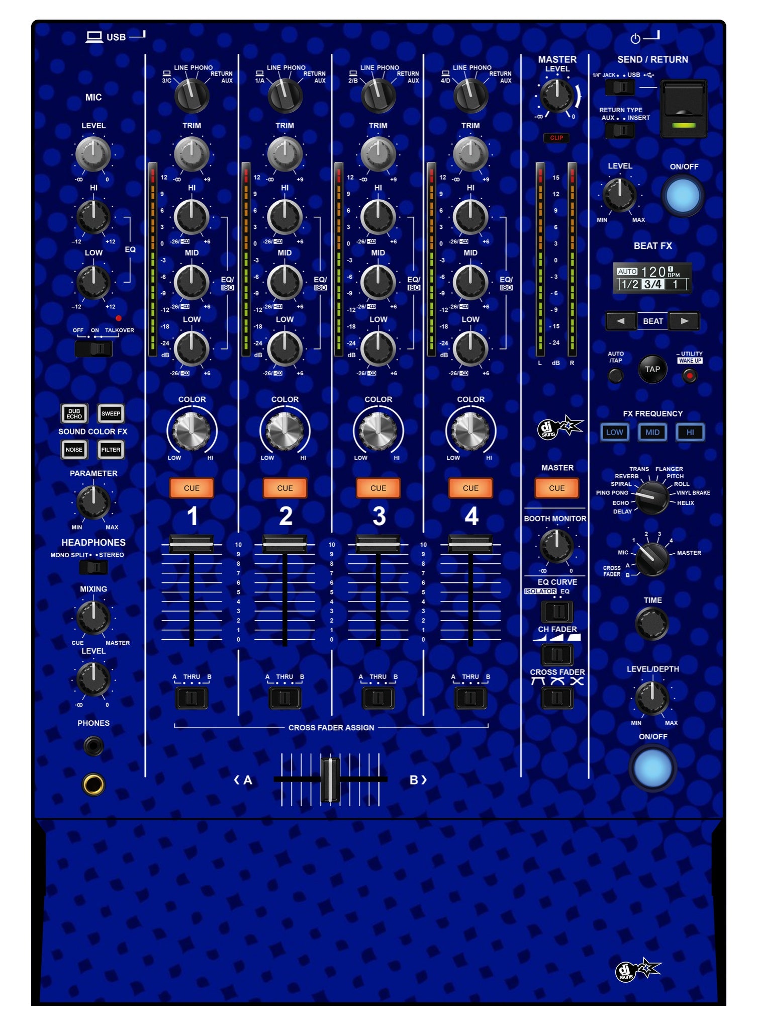 Pioneer DJ DJM 750 MK2 Skin Gradienter Blue