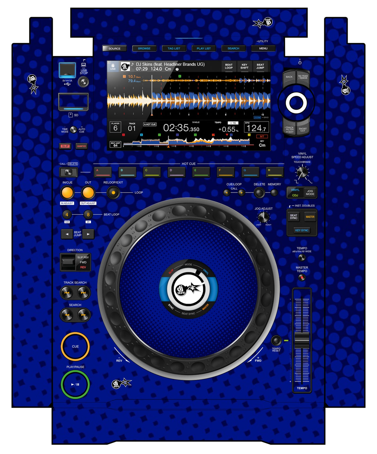 Pioneer DJ CDJ 3000 incl. SIDES Skin Gradienter Blue