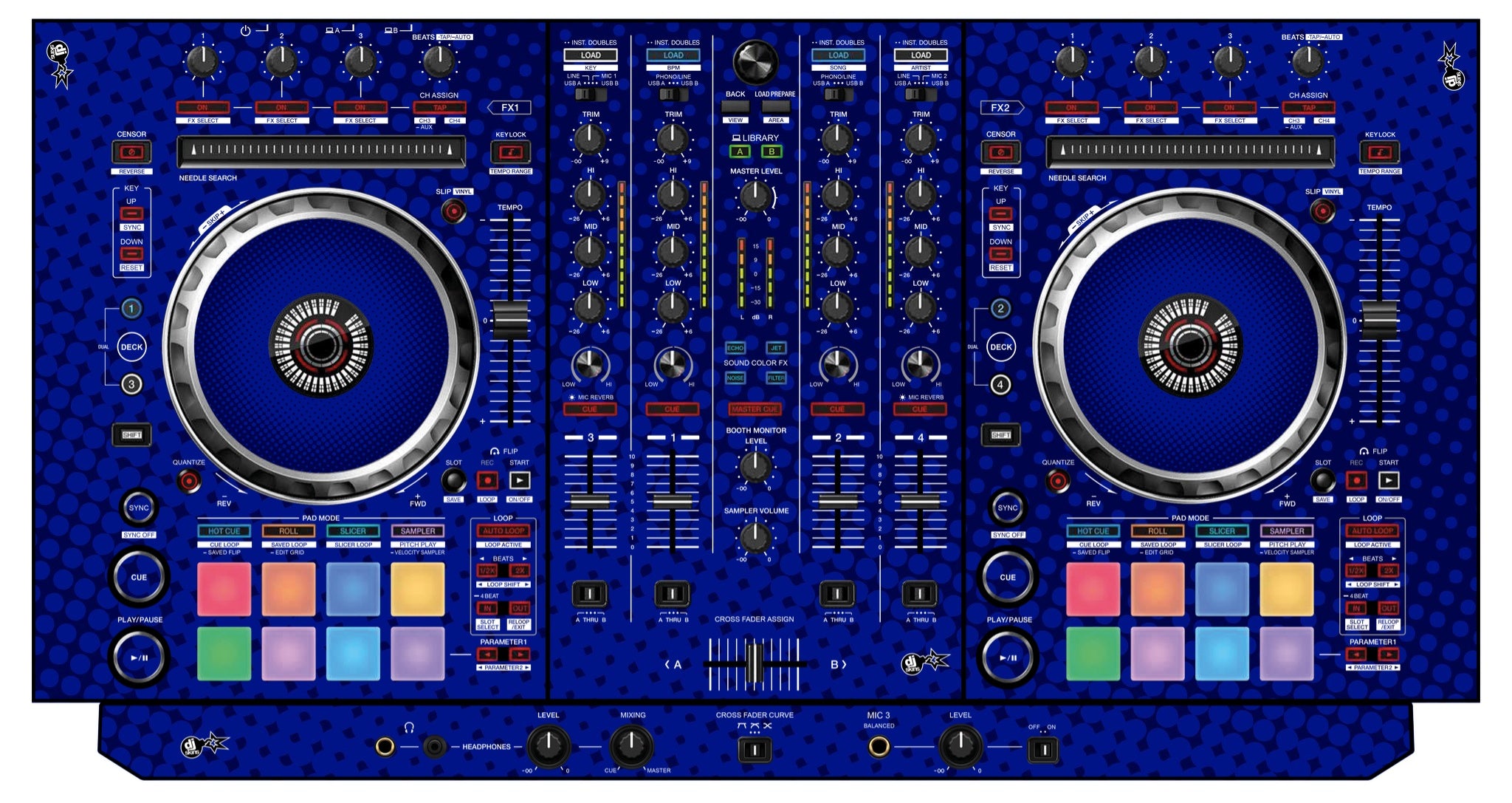 Pioneer DJ DDJ SX 3 Skin Gradienter Blue