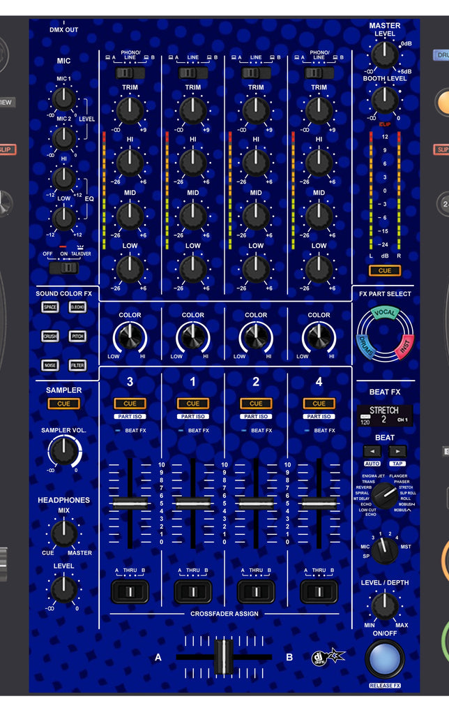 Pioneer DJ DDJ FLX10 MIXER Skin Gradienter Blue