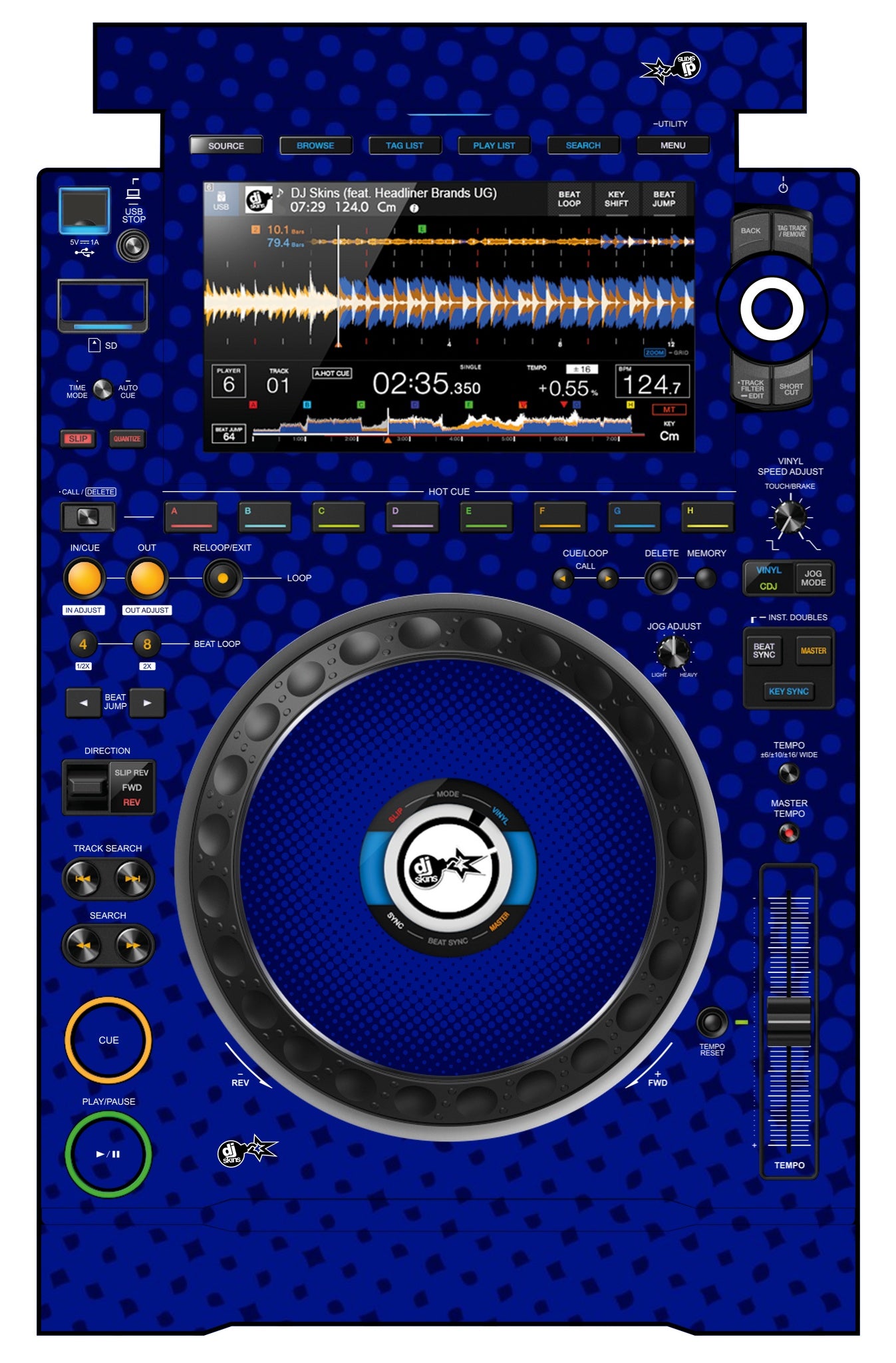 Pioneer DJ CDJ 3000 Skin Gradienter Blue